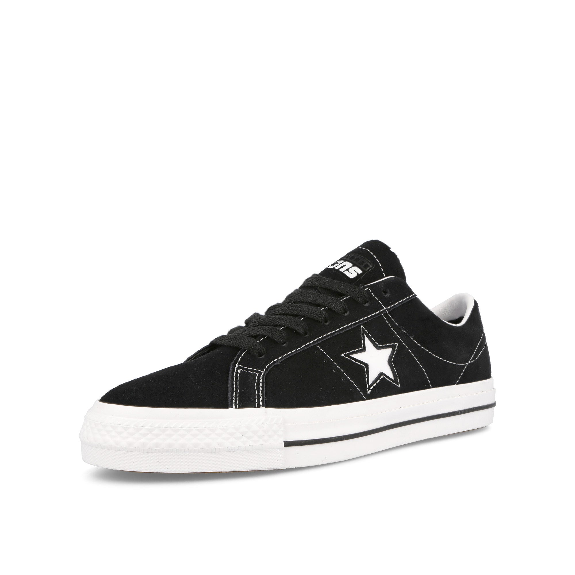 Converse One Star Pro OX Black / Black / White Low Top Sneakers Close Up | Overkill