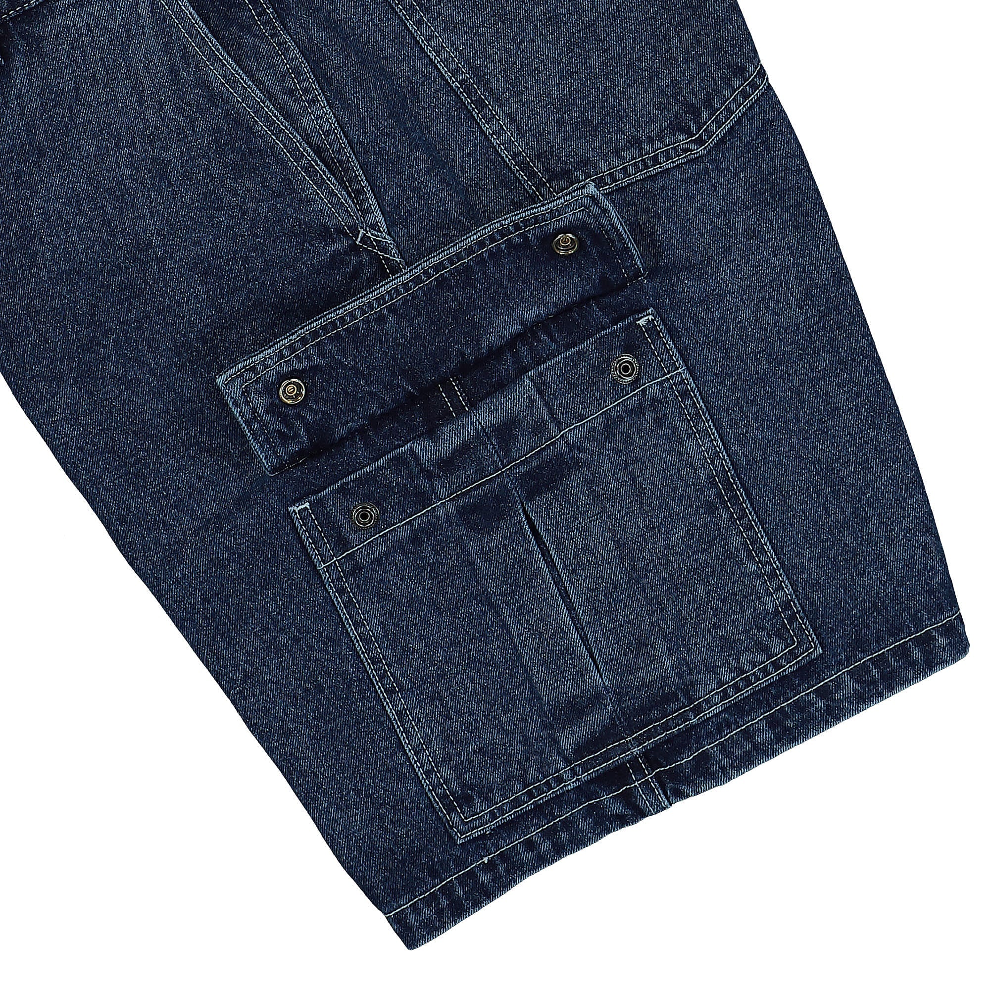 Obey Bigwig Baggy Denim Cargo Short Stone Wash Indigo Shorts Detail view 2 | Overkill
