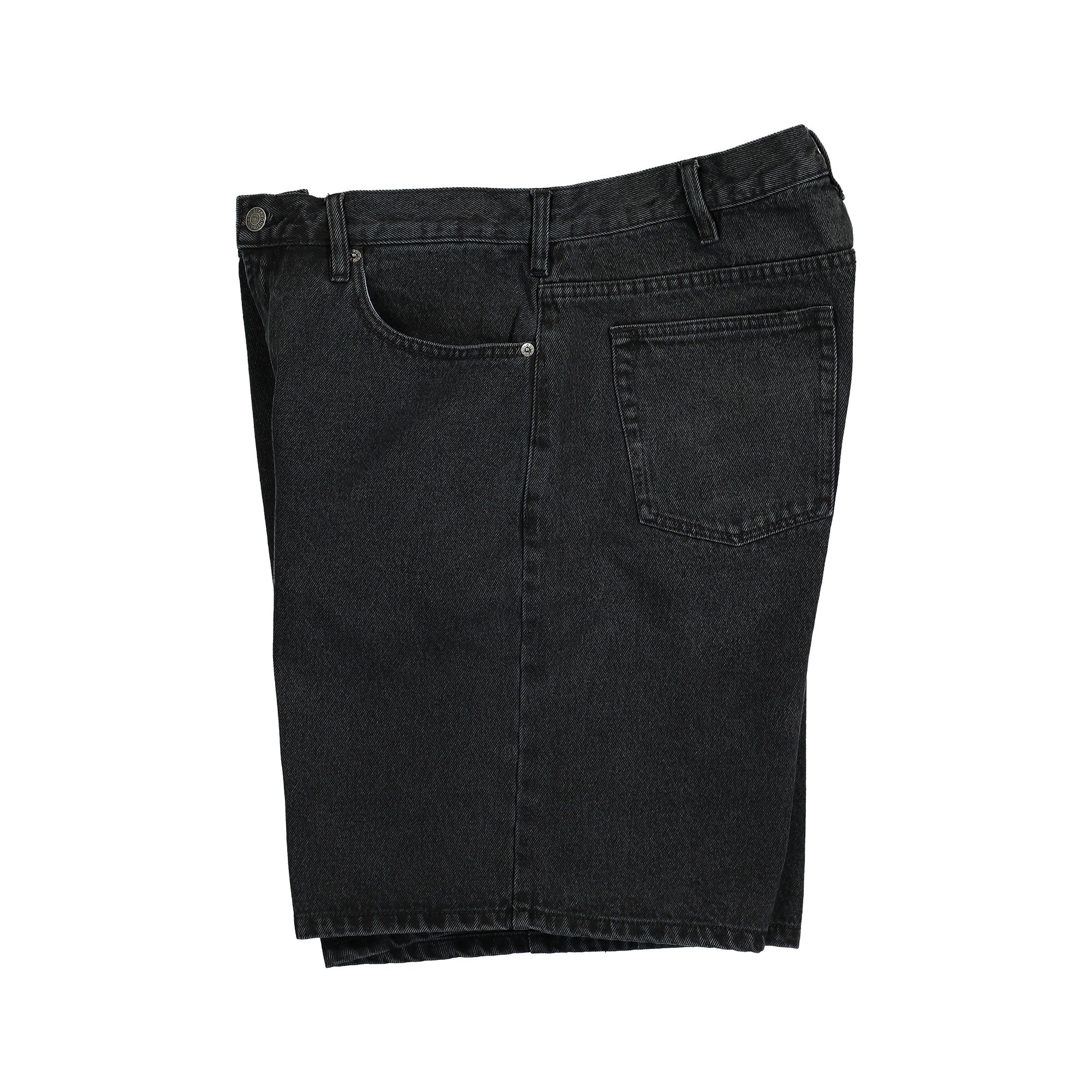Obey BigWig Baggy Denim Short Faded Black Shorts Close-up | Overkill