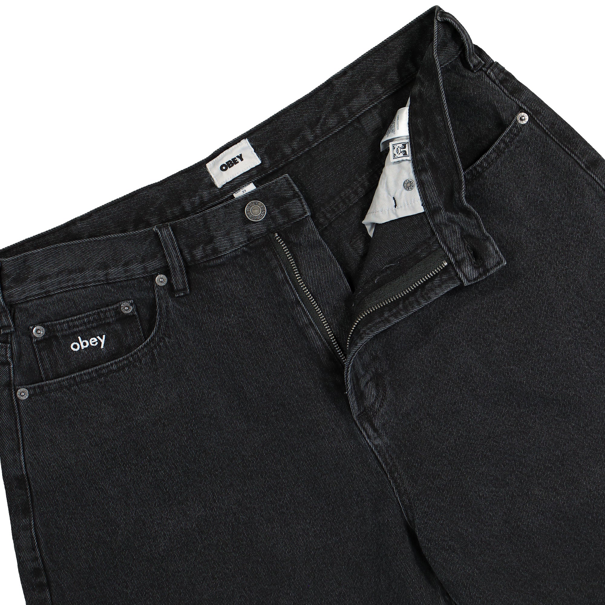 Obey BigWig Baggy Denim Short Faded Black Shorts Detailfoto | Overkill