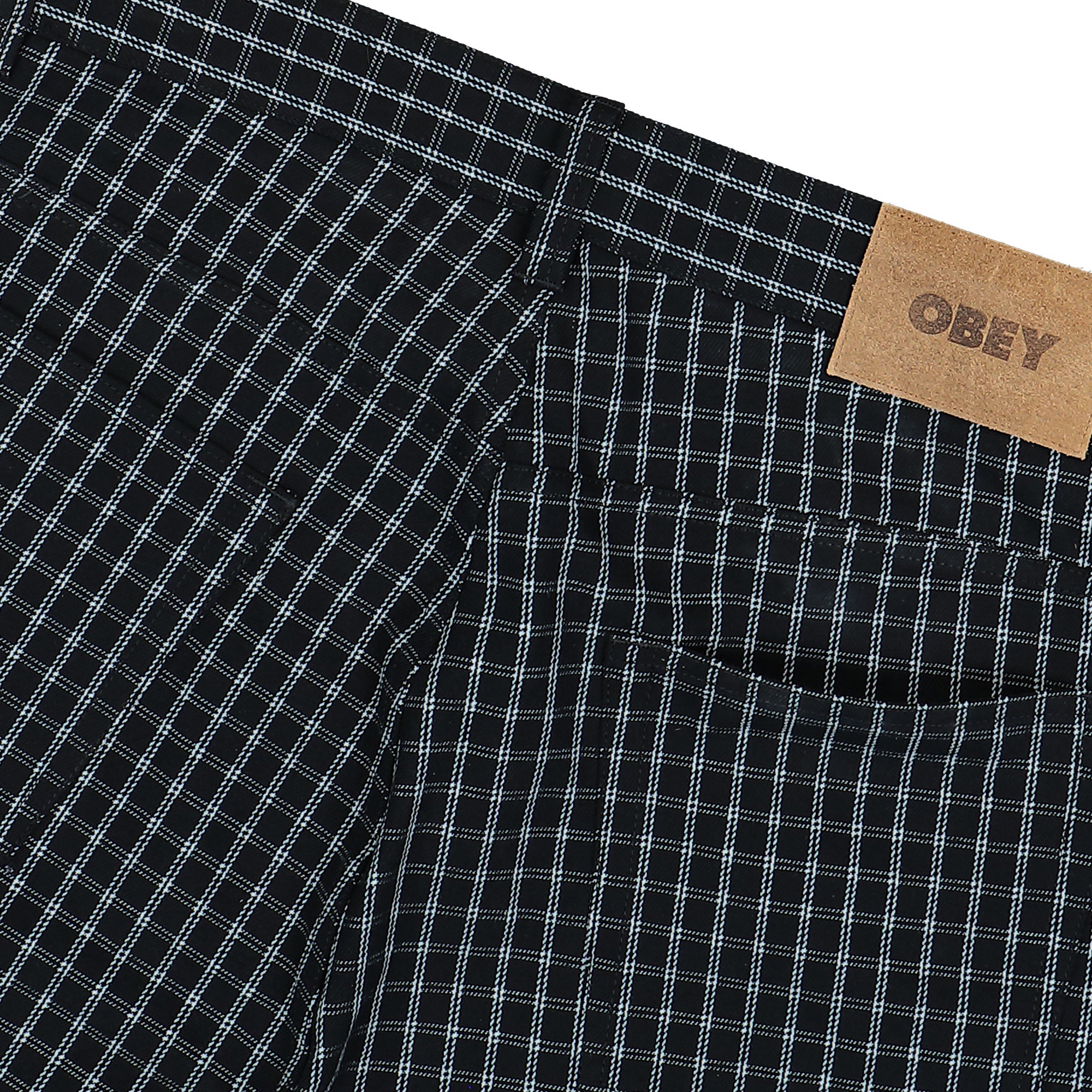 Obey Plaid Baggy Denim Short Black Multi Shorts Detail view 1 | Overkill