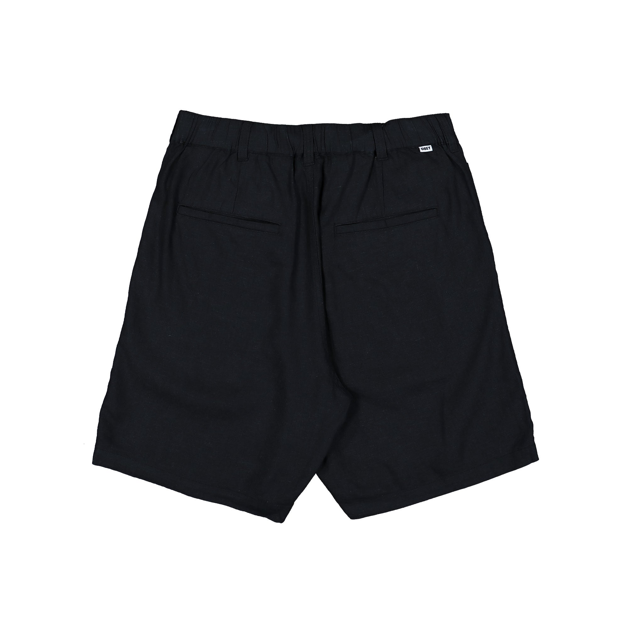 Obey Foster Pleated Linen Short Black Shorts 172100104-BLK Close-up | Overkill