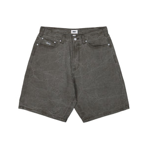 Obey BigWig Baggy Denim Short Black Olive Wrinkle Wash Shorts 172100109-BOW | Overkill