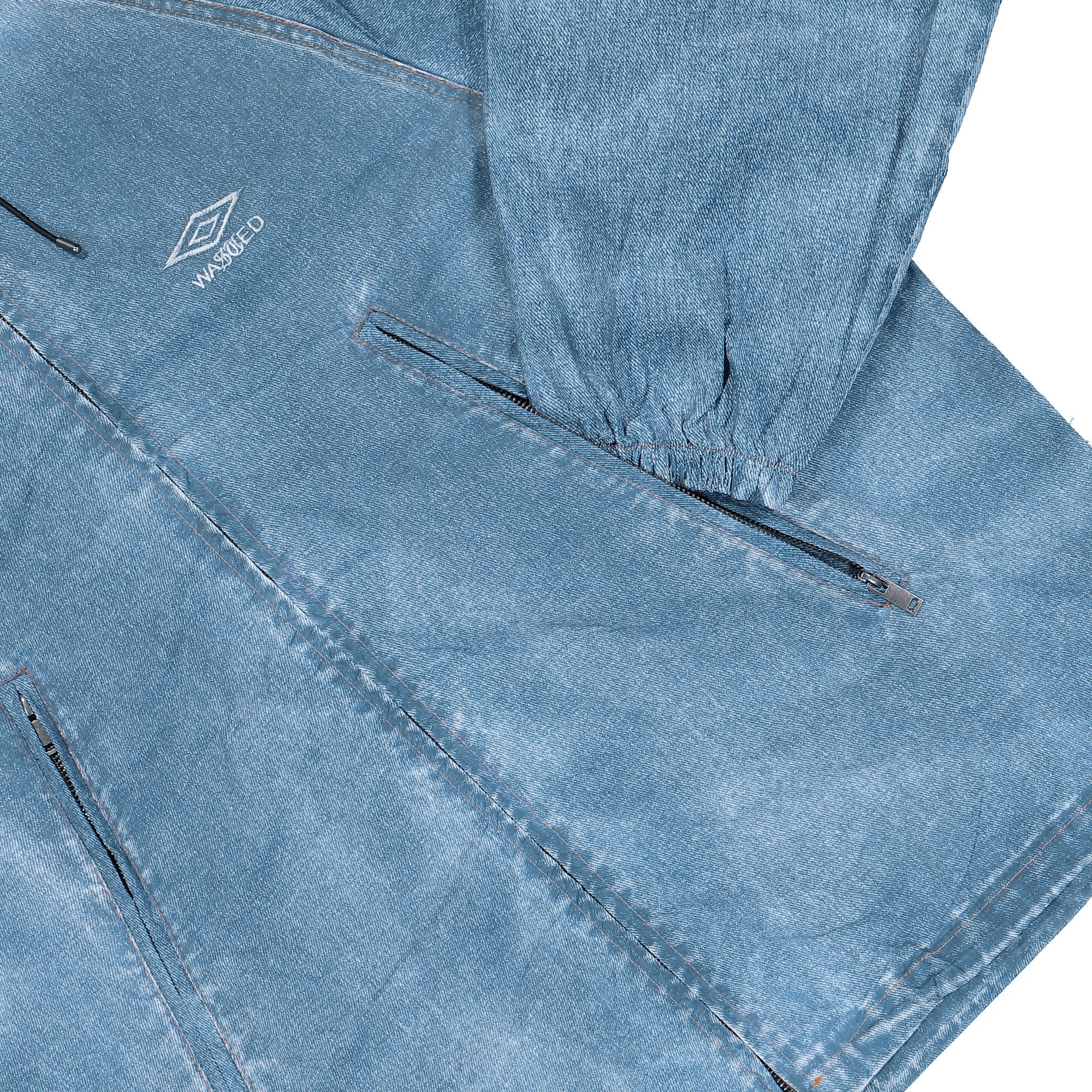 Umbro x Wasted Paris Trompe L'oeil Windbreaker Washed Blue Light Jacket 177050 Detail View 1 | Overkill