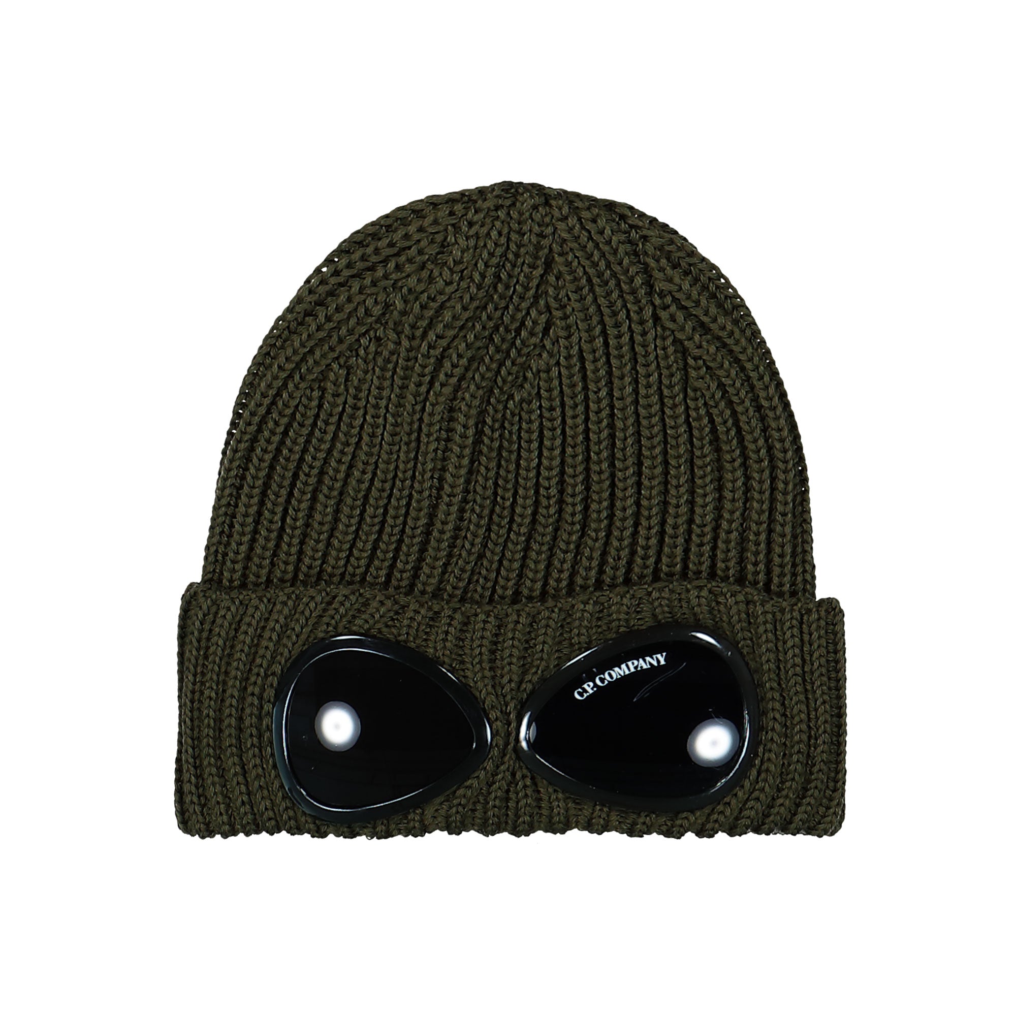 C.P. Company Extra Fine Merino Wool Goggle Beanie Ivy Green Beanies 17CMAC122A-005509A 683 | Overkill