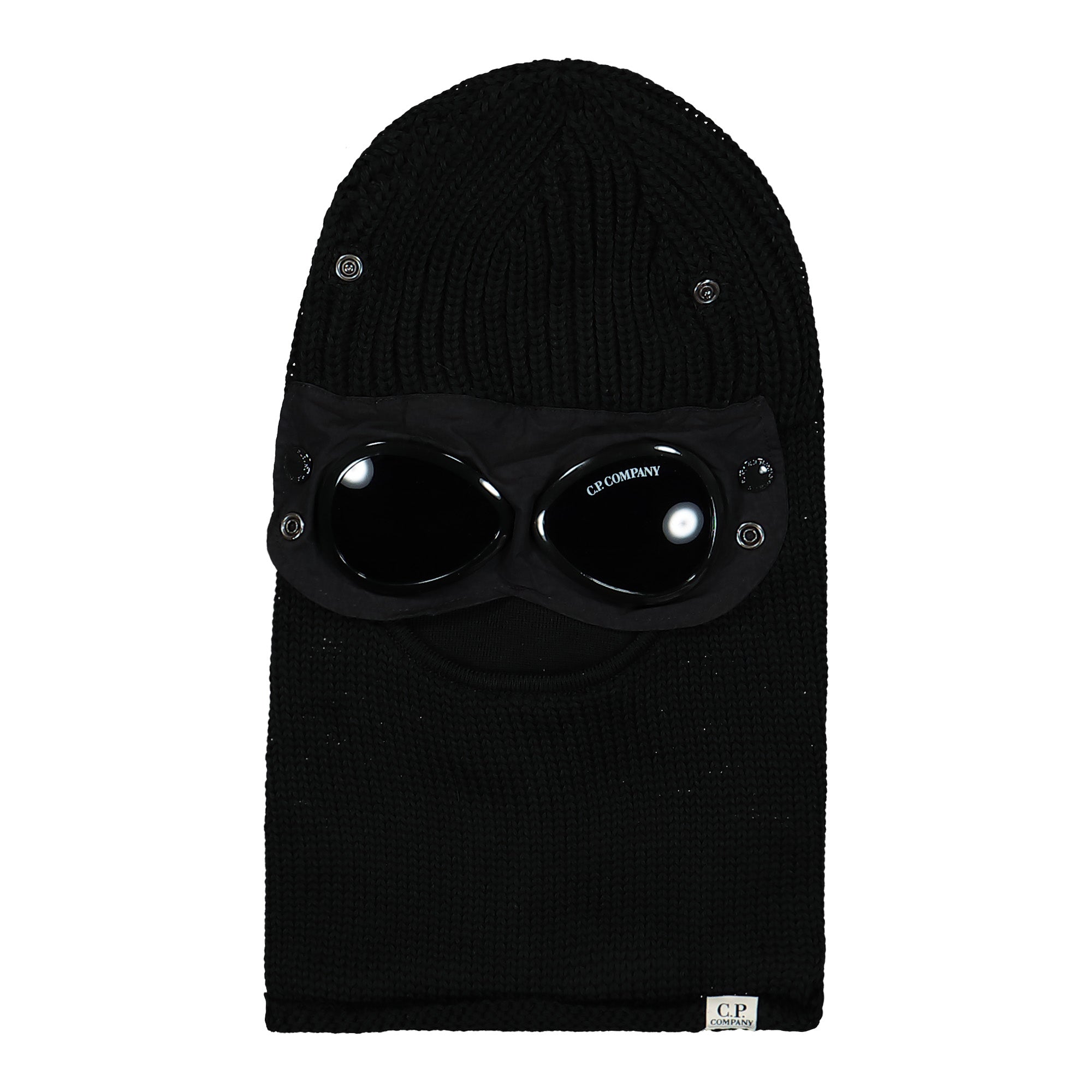 C.P. Company Extra Fine Merino Wool Goggle Balaclava Black Balaclavas 17CMAC301A-005509A 999 | Overkill