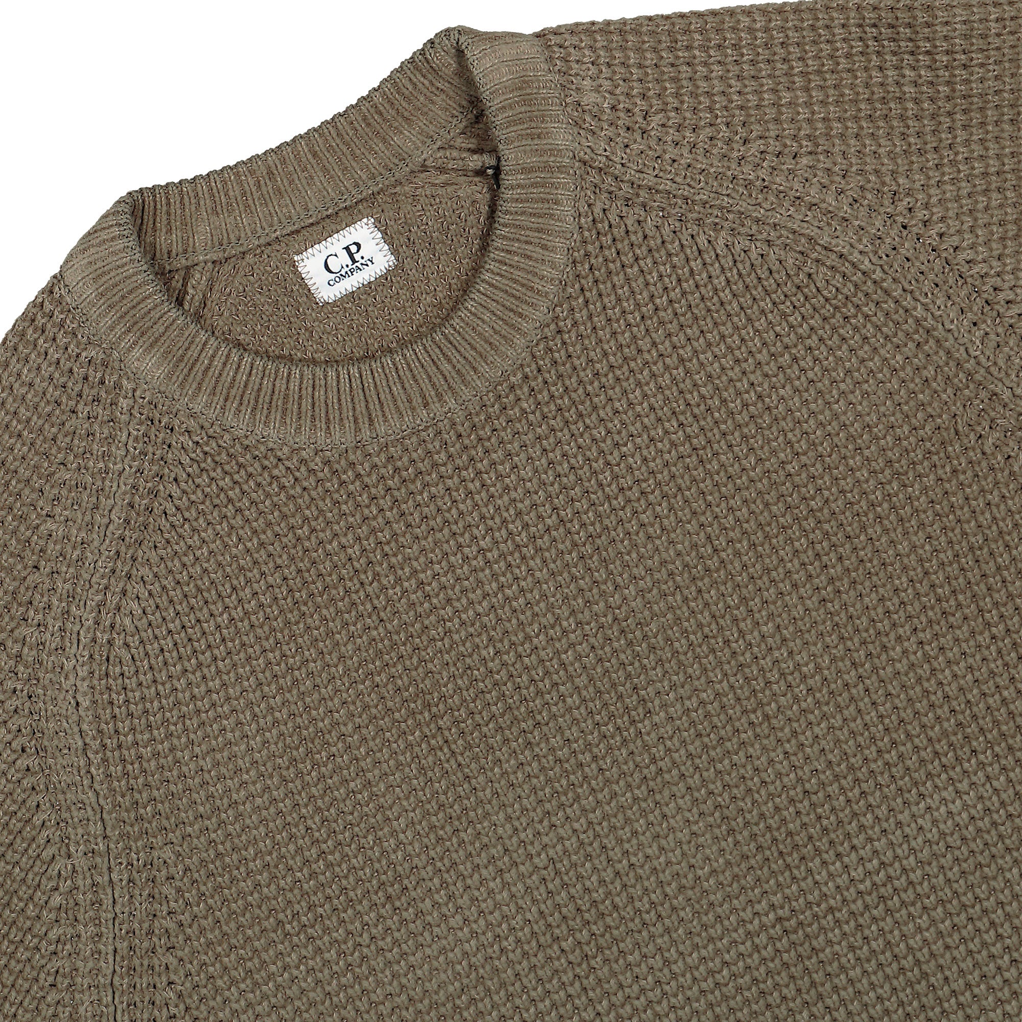 C.P. Company Knitwear Crew Neck Walnut Sweatshirts Close-up | Overkill