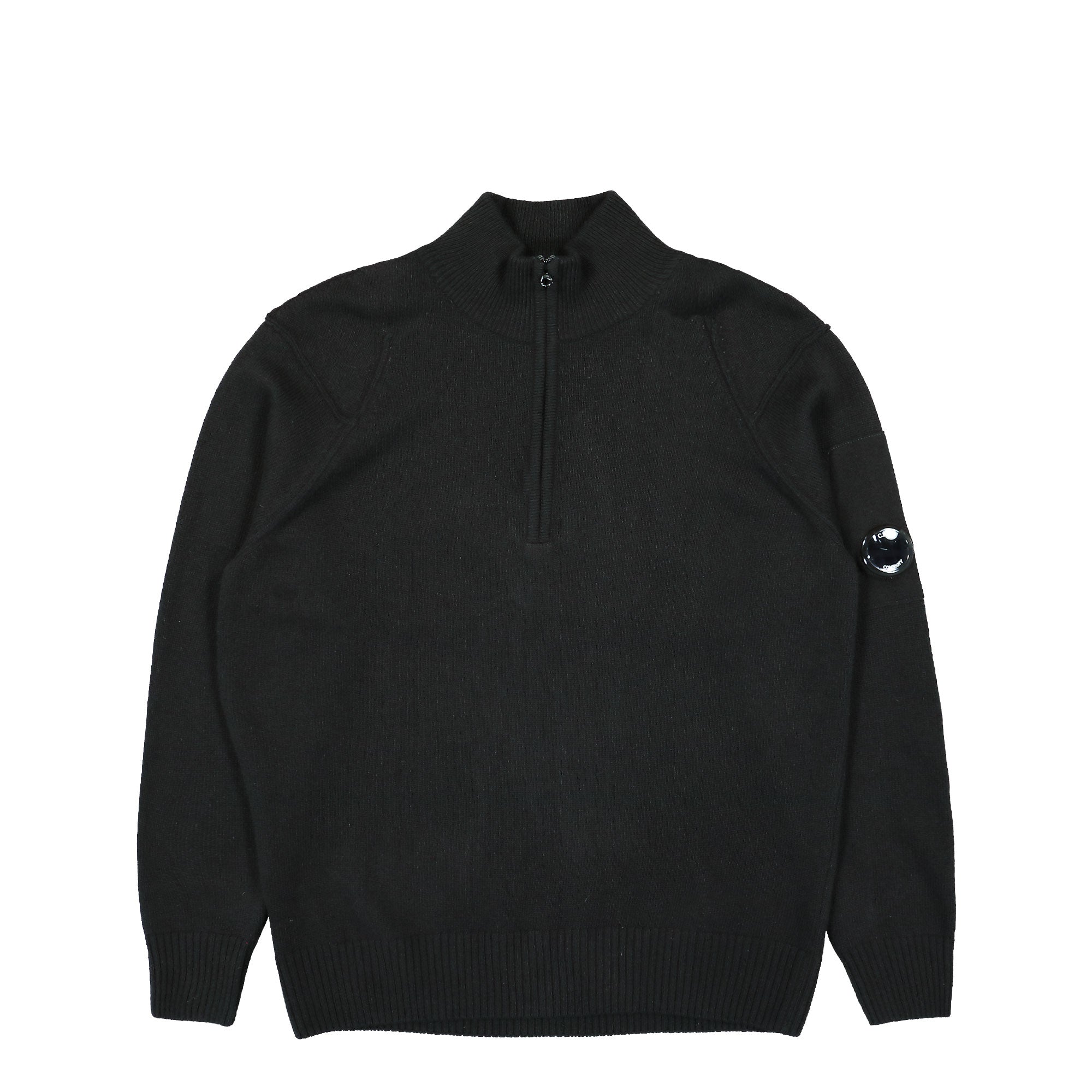 C.P. Company Lambswool GRS Half Zipped Knit Sweater Black Sweatshirts 17CMKN144A-110149A 999 | Overkill