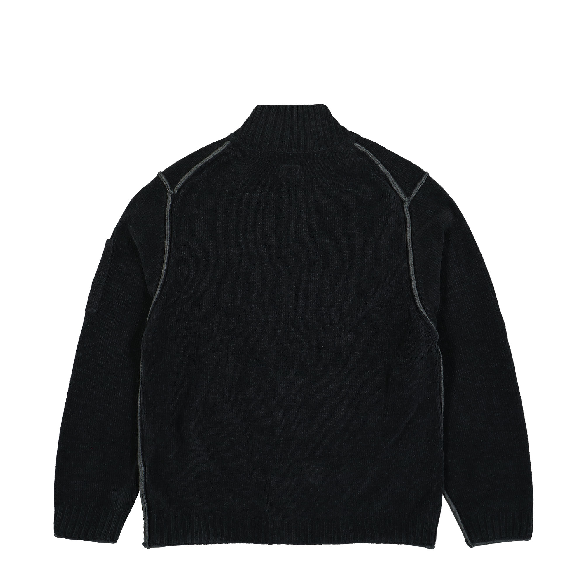 C.P. Company Knitwear Cardigan In Double Face Cotton Chenille Black Sand Cardigans Material | Overkill