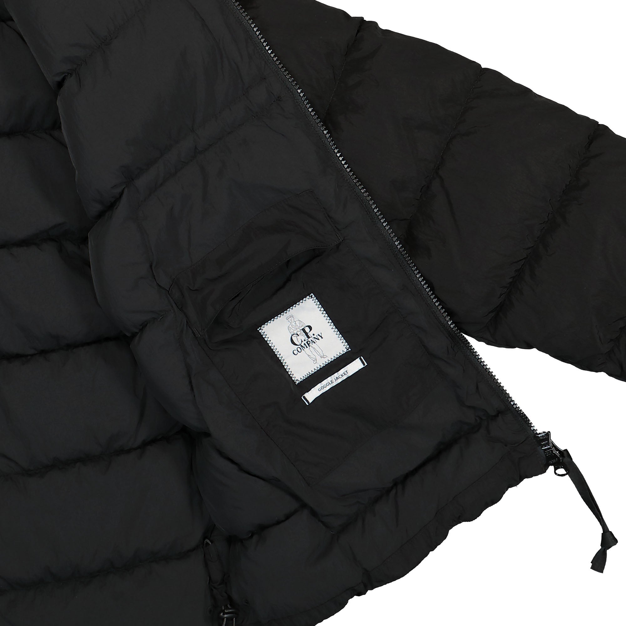 C.P. Company Chrome-R Goggle Down Jacket Black Puffer Jackets Detail view 2 | Overkill