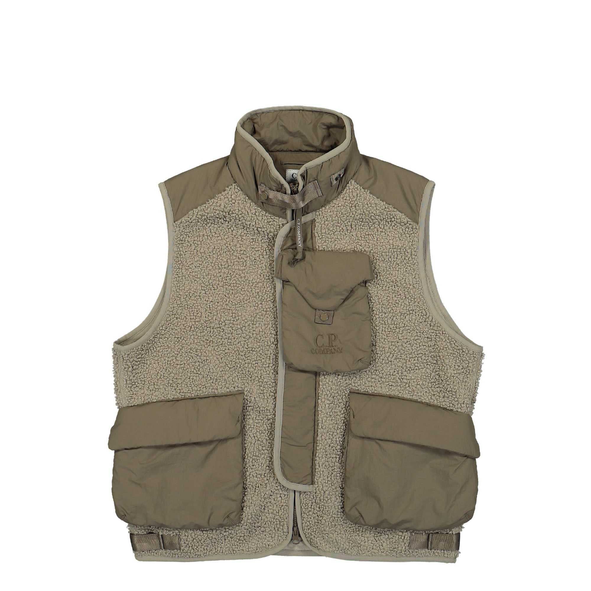 C.P. Company Outerwear Vest In Polar Shell Vintage Khaki Vests 17CMOW103A-110163M 327 | Overkill