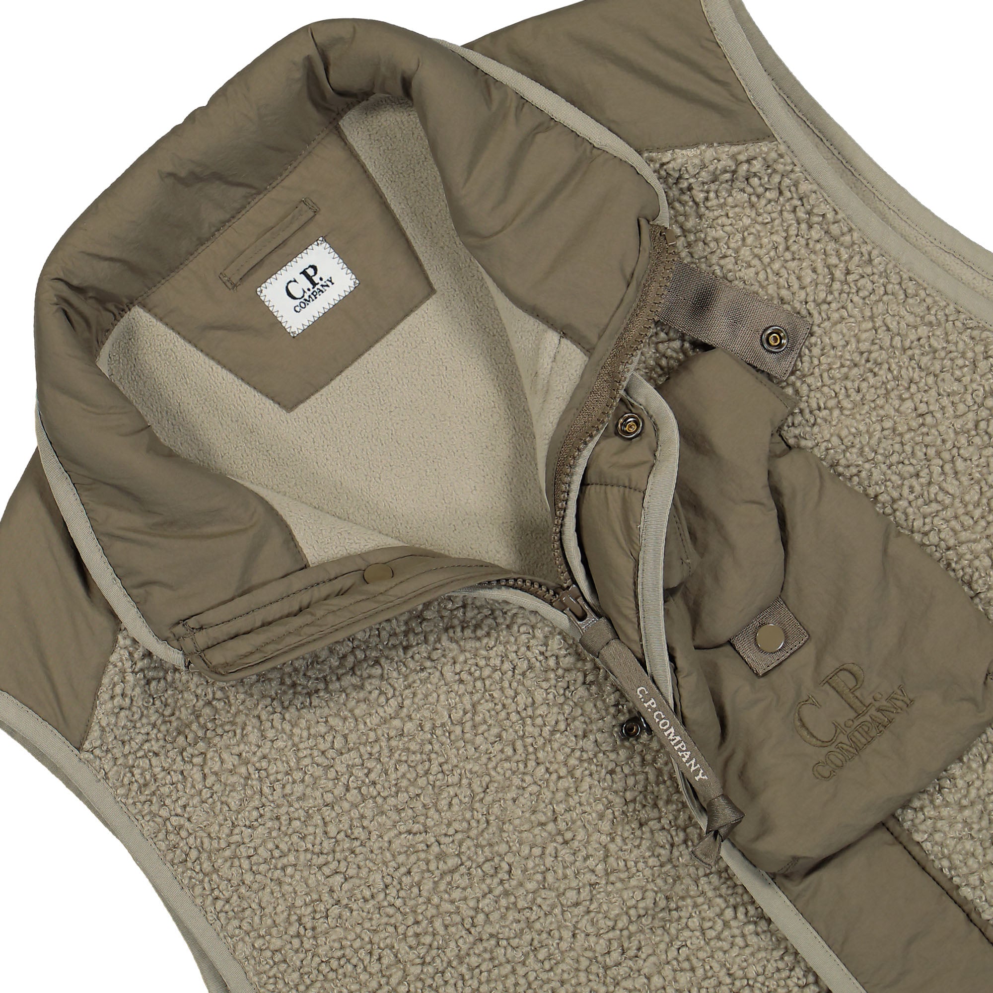 C.P. Company Outerwear Vest In Polar Shell Vintage Khaki Vests Detail view 1 | Overkill