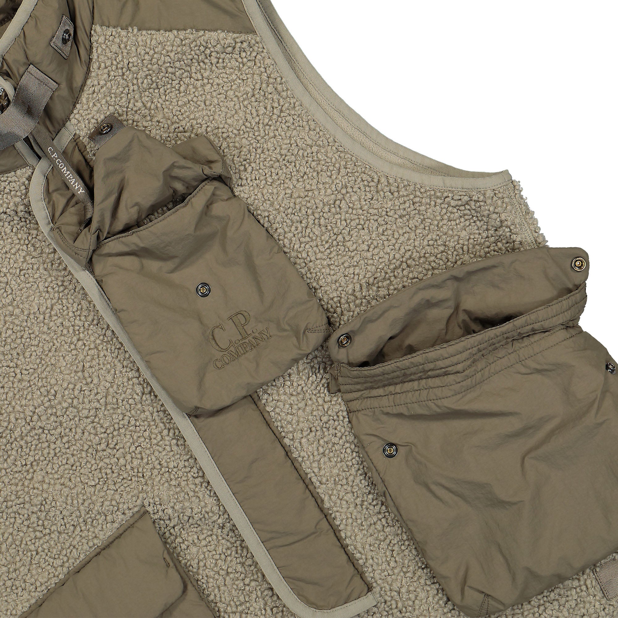 C.P. Company Outerwear Vest In Polar Shell Vintage Khaki Vests Detail view 2 | Overkill