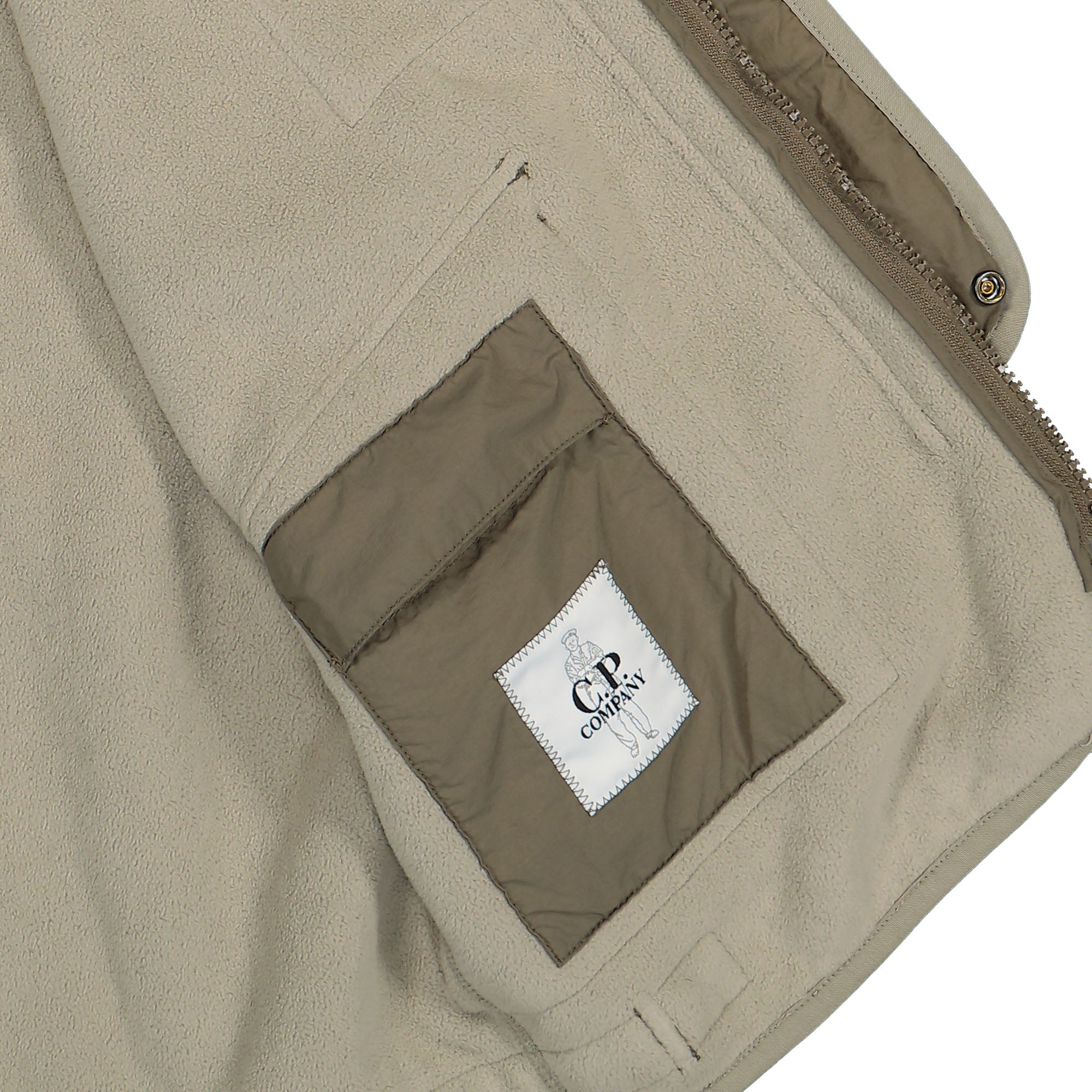 C.P. Company Outerwear Vest In Polar Shell Vintage Khaki Vests Detail view 3 | Overkill