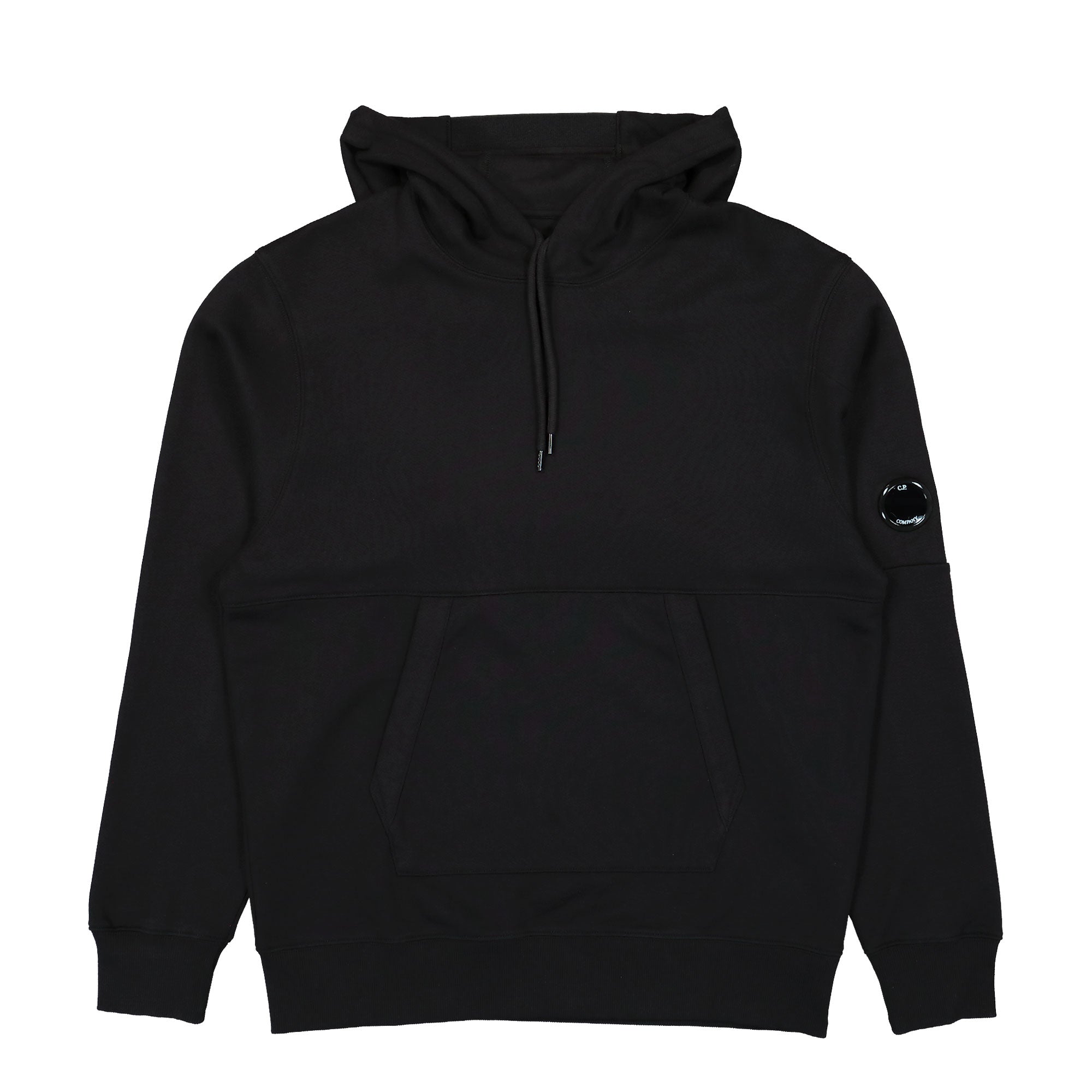 C.P. Company Diagonal Raised Fleece Lens Hooded Sweatshirt Black Hoodies 17CMSS024A-005086W 999 | Overkill
