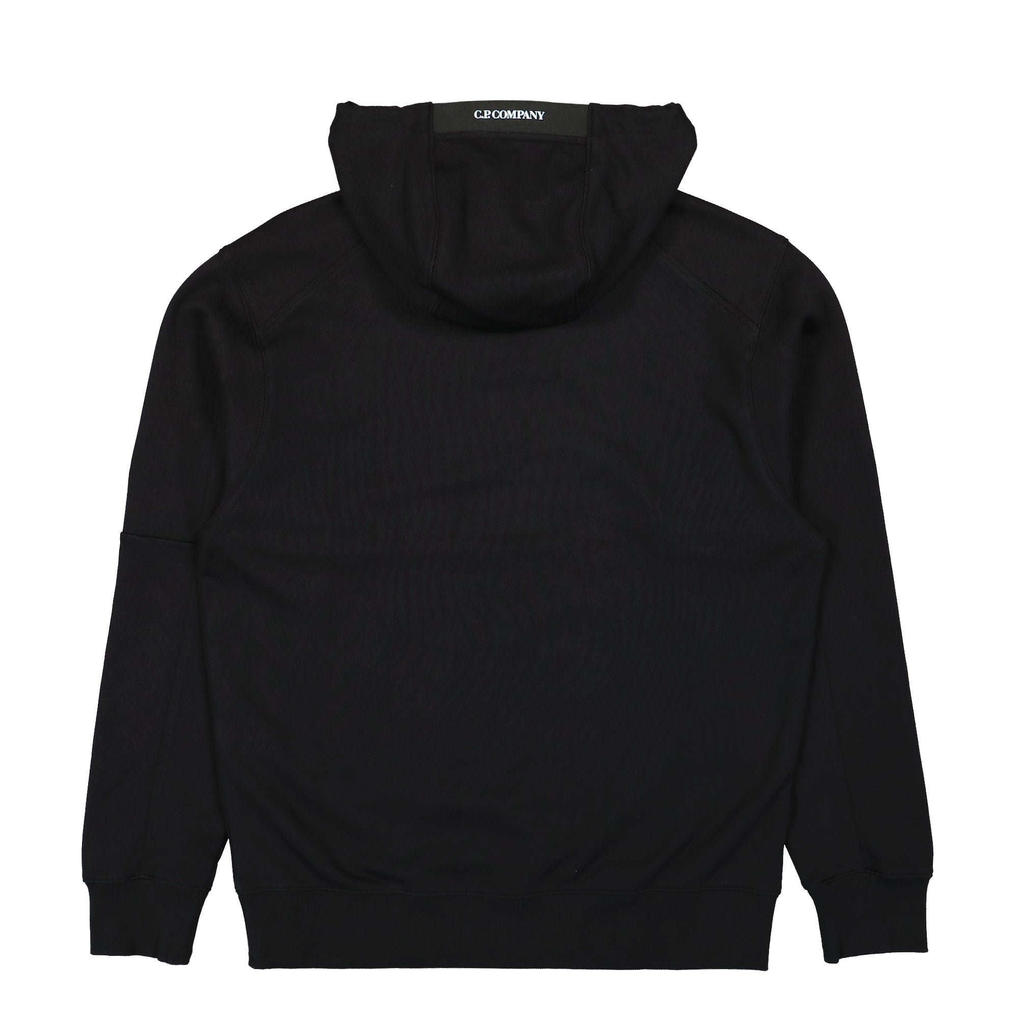 C.P. Company Diagonal Raised Fleece Lens Hooded Sweatshirt Black Hoodies Material | Overkill