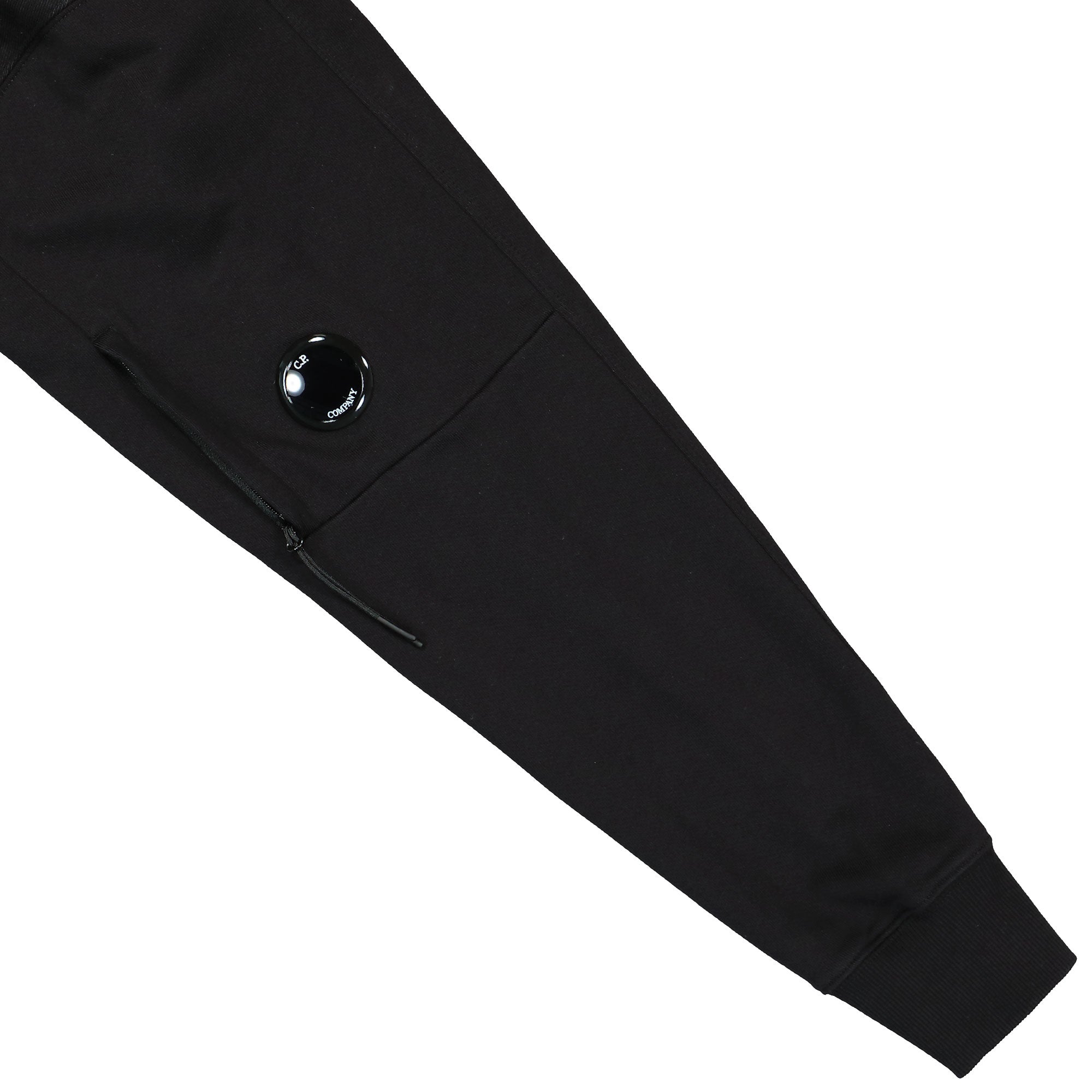 C.P. Company Diagonal Raised Fleece Lens Hooded Sweatshirt Black Hoodies Detail view 1 | Overkill