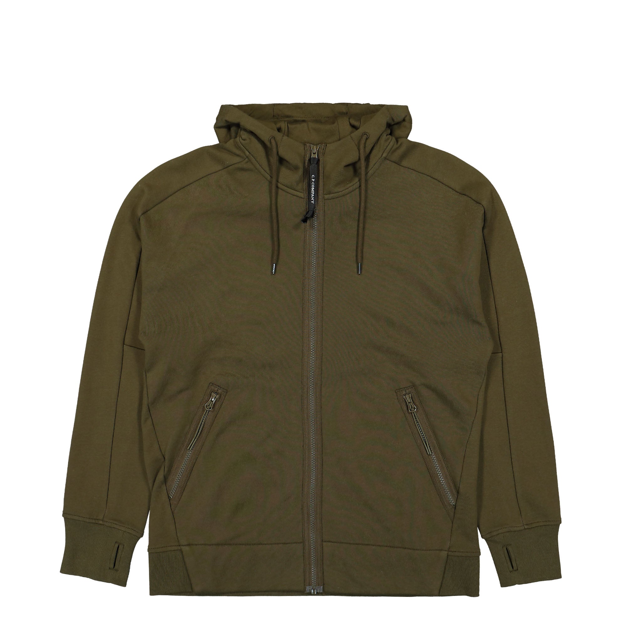 C.P. Company Diagonal Raised Fleece Goggle Zipped Hooded Sweatshirt Ivy Green Hoodies 17CMSS028A-005086W 683 | Overkill