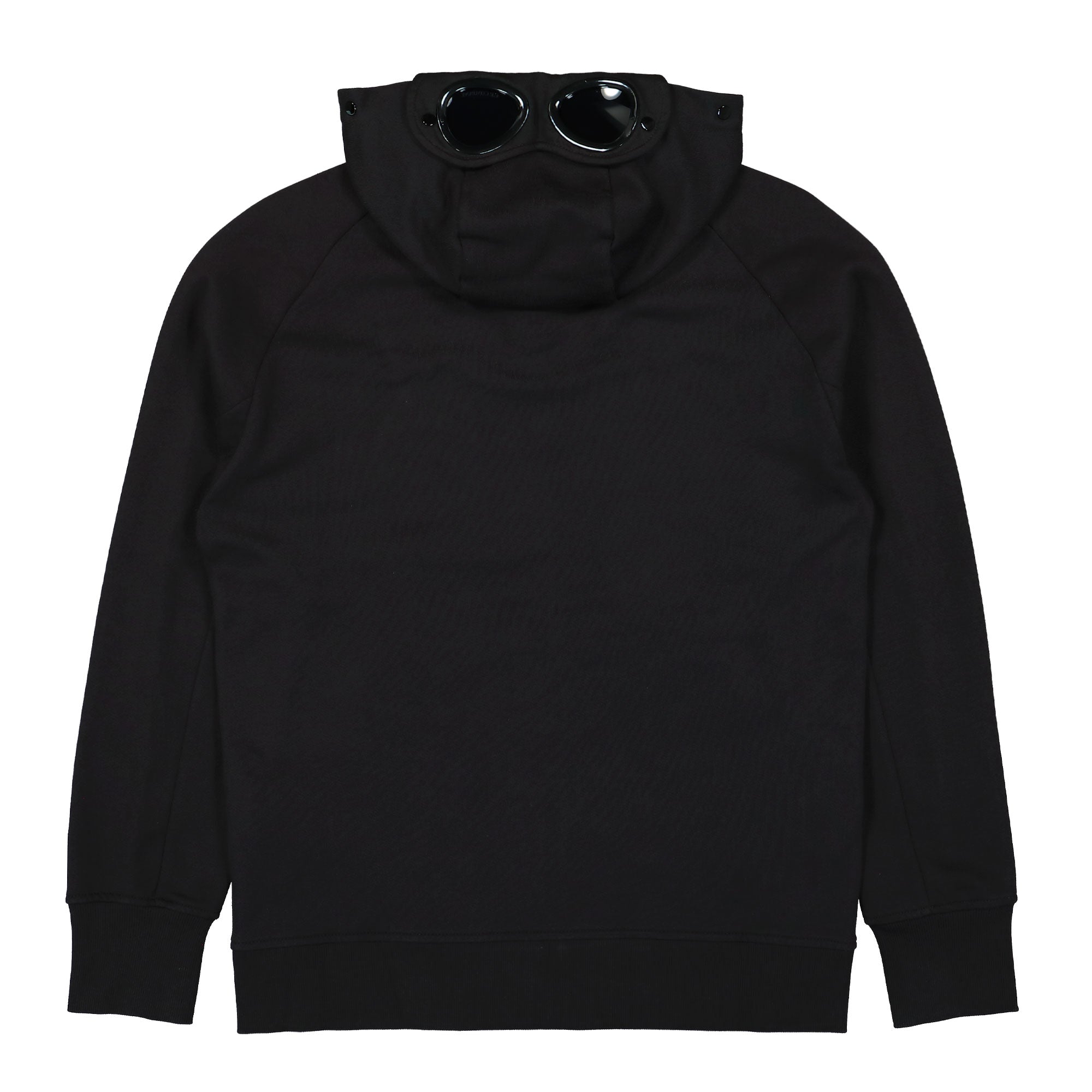 C.P. Company Diagonal Raised Fleece Goggle Zipped Hoodie Black Hoodies Material | Overkill