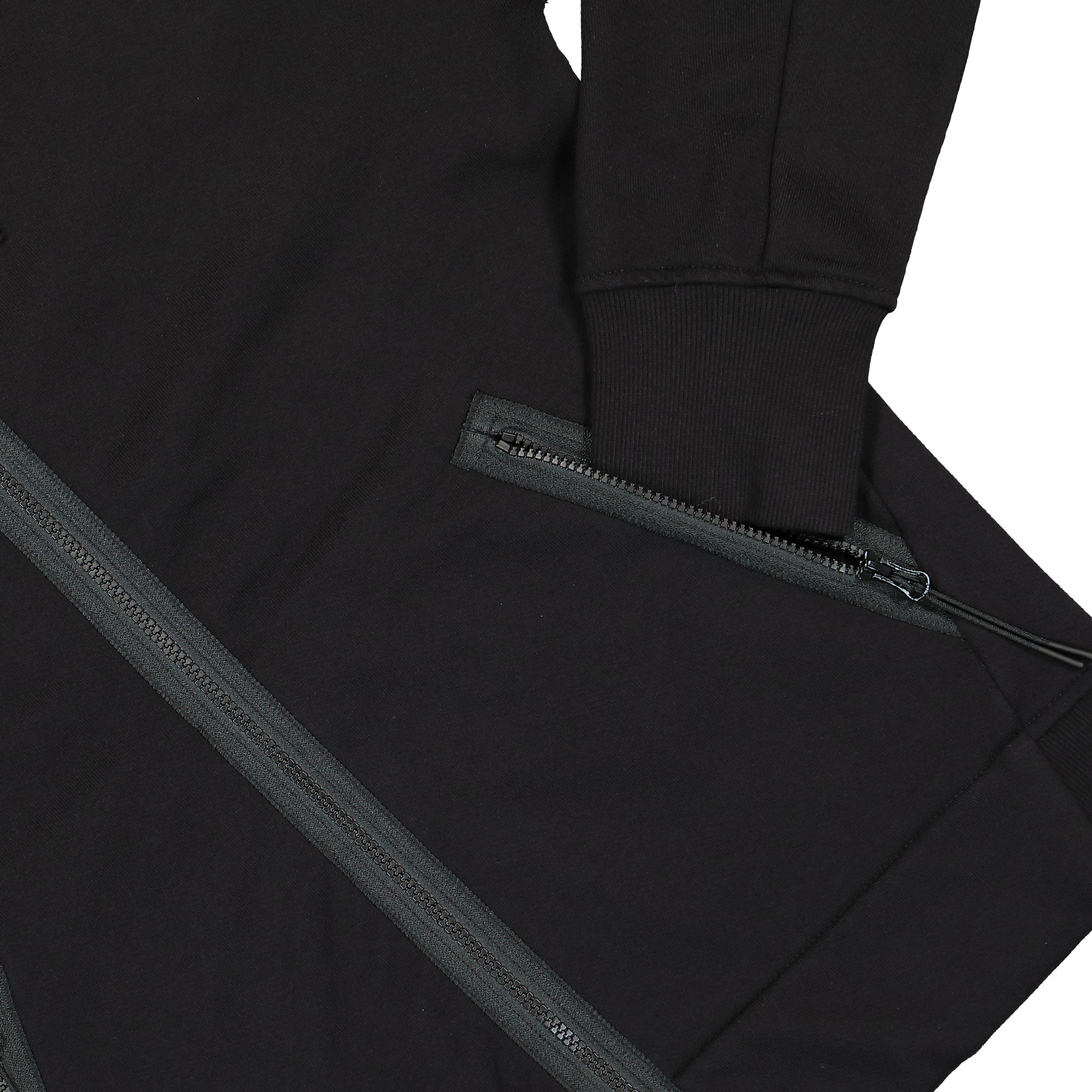 C.P. Company Diagonal Raised Fleece Goggle Zipped Hoodie Black Hoodies Detail view 1 | Overkill