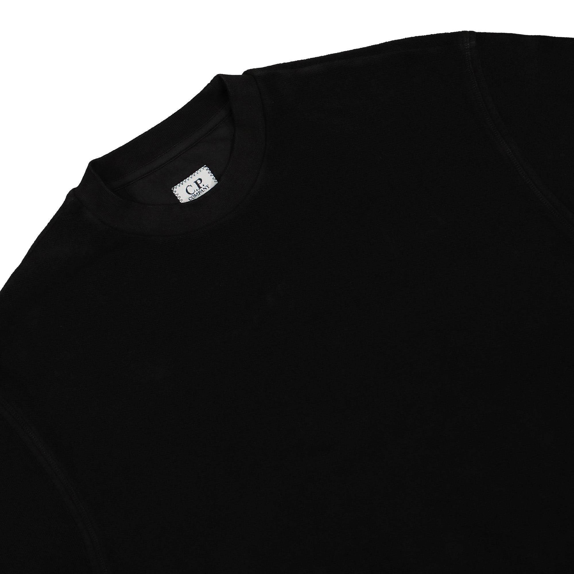 C.P. Company Brushed Emerized Diagonal Fleece Sweatshirt Black Sweatshirts Close-up | Overkill