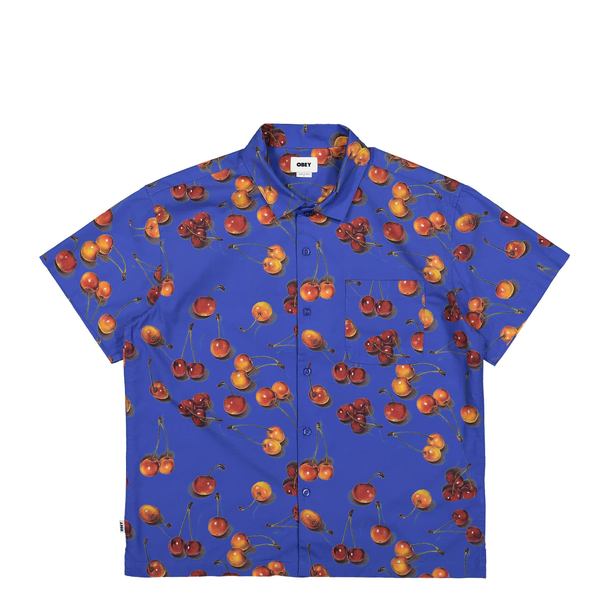 Obey Bombed Woven Shirt Satin Blue Multi Shirts 181210382 / Satin Blue Multi | Overkill