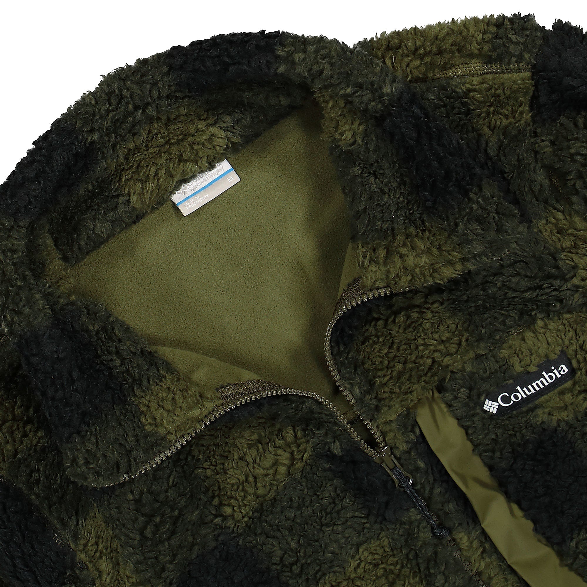 Columbia Winter Pass Print Fleece Full Zip Olive Green Jackets Close-up | Overkill