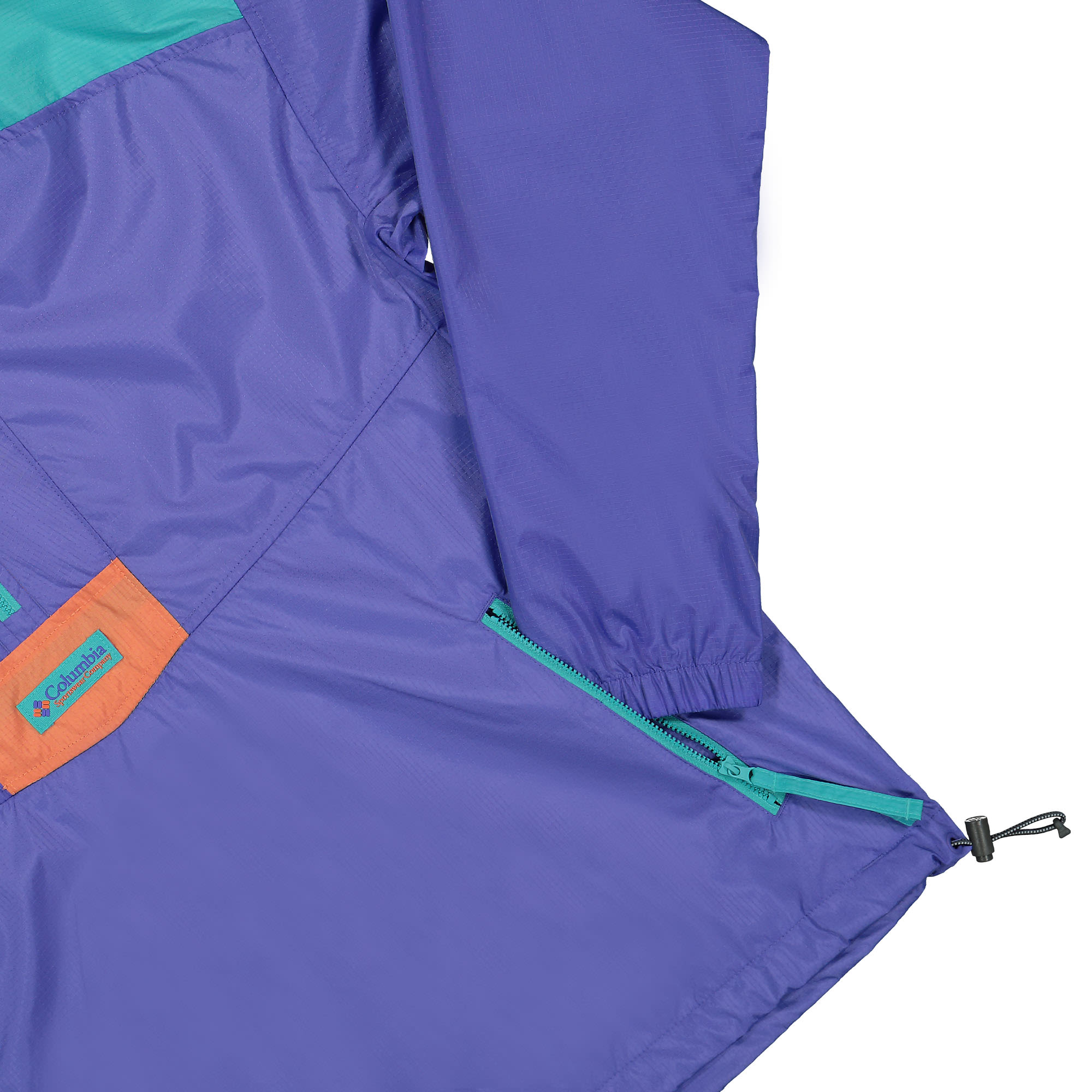 Columbia Riptide Anorak Purple Lotus / Bright Aqua / Desert Orange Windbreaker Detailfoto | Overkill
