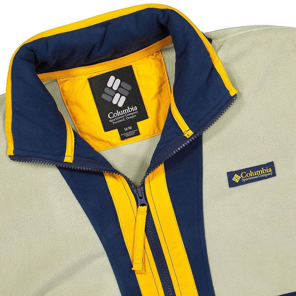 Columbia Back Bowl Lightweight Fleece Jacket Safari / Collegiate Navy / Bright Gold Fleece Jackets Close-up | Overkill