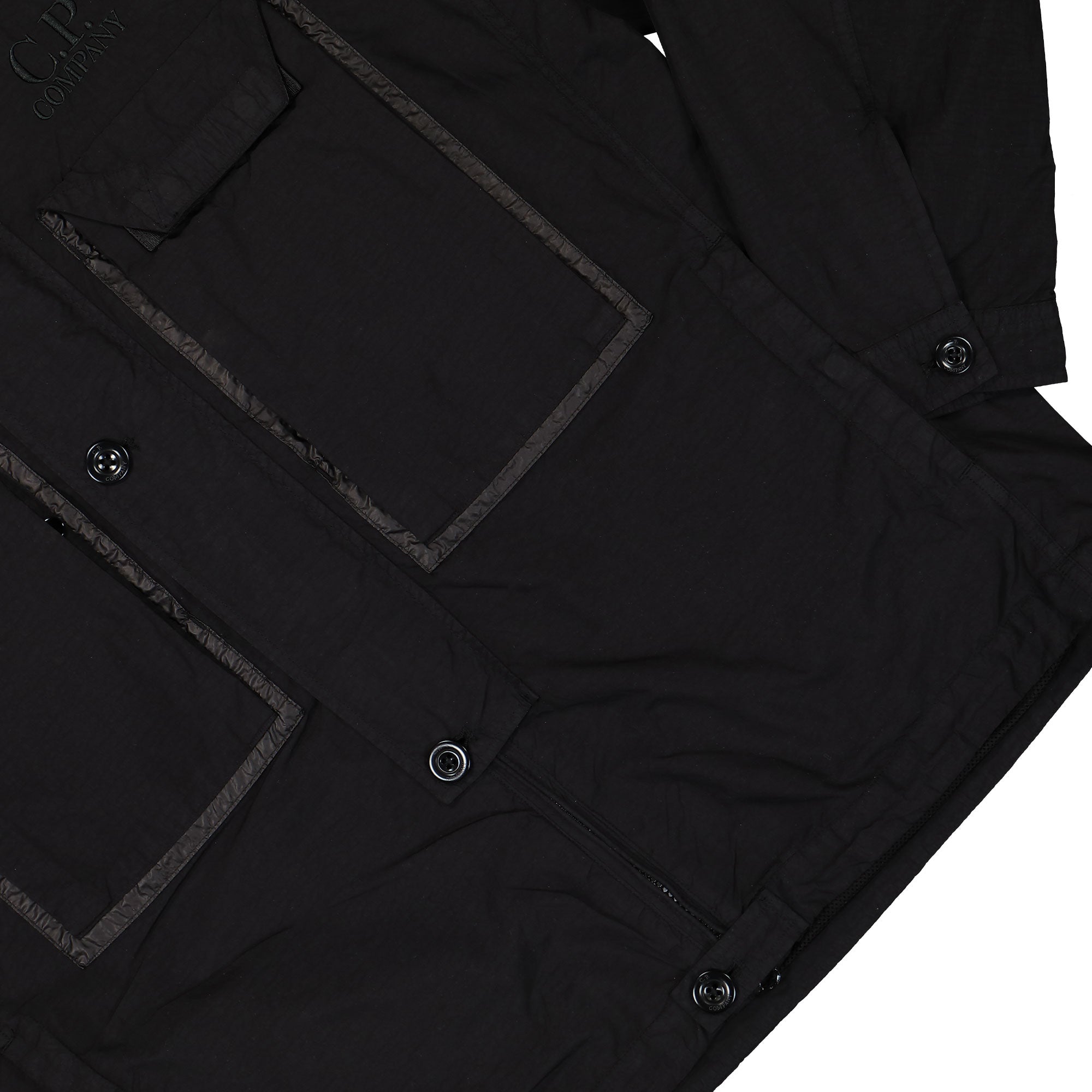 C.P. Company Flatt Nylon Goggle Overshirt Black Jackets Detailfoto | Overkill