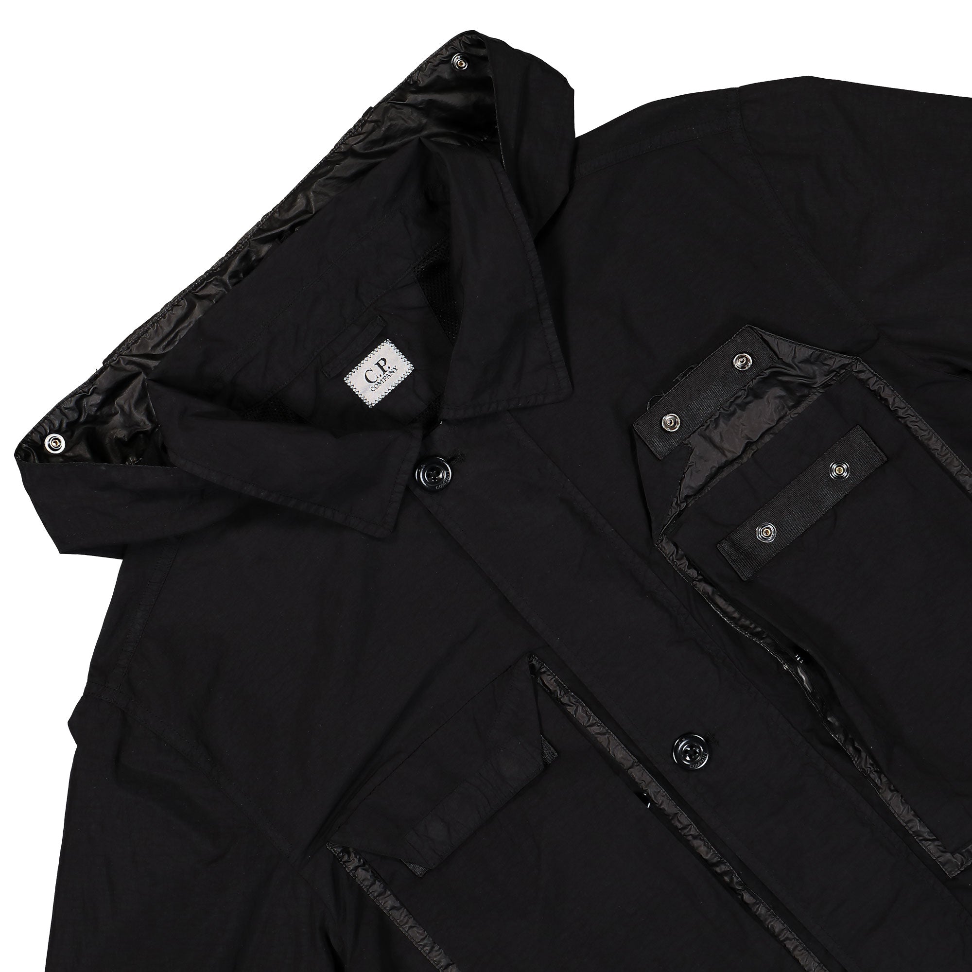 C.P. Company Flatt Nylon Goggle Overshirt Black Jackets Detail view 1 | Overkill