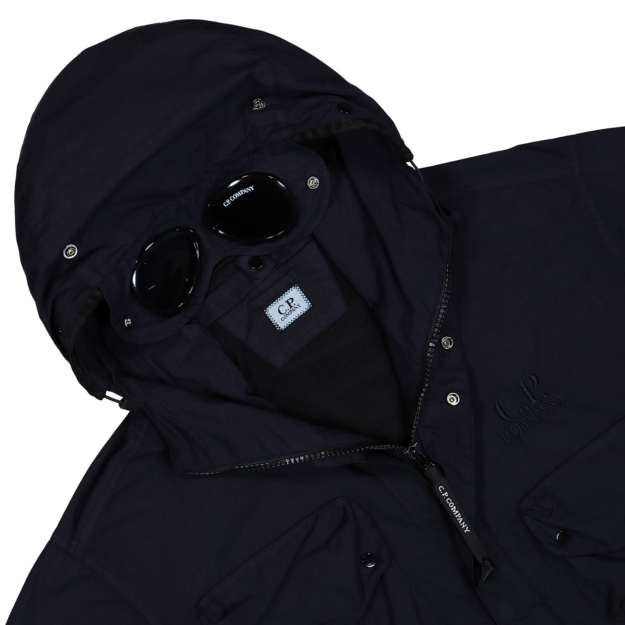 C.P. Company Flatt Nylon Goggle Jacket Total Eclipse Jackets Close-up | Overkill