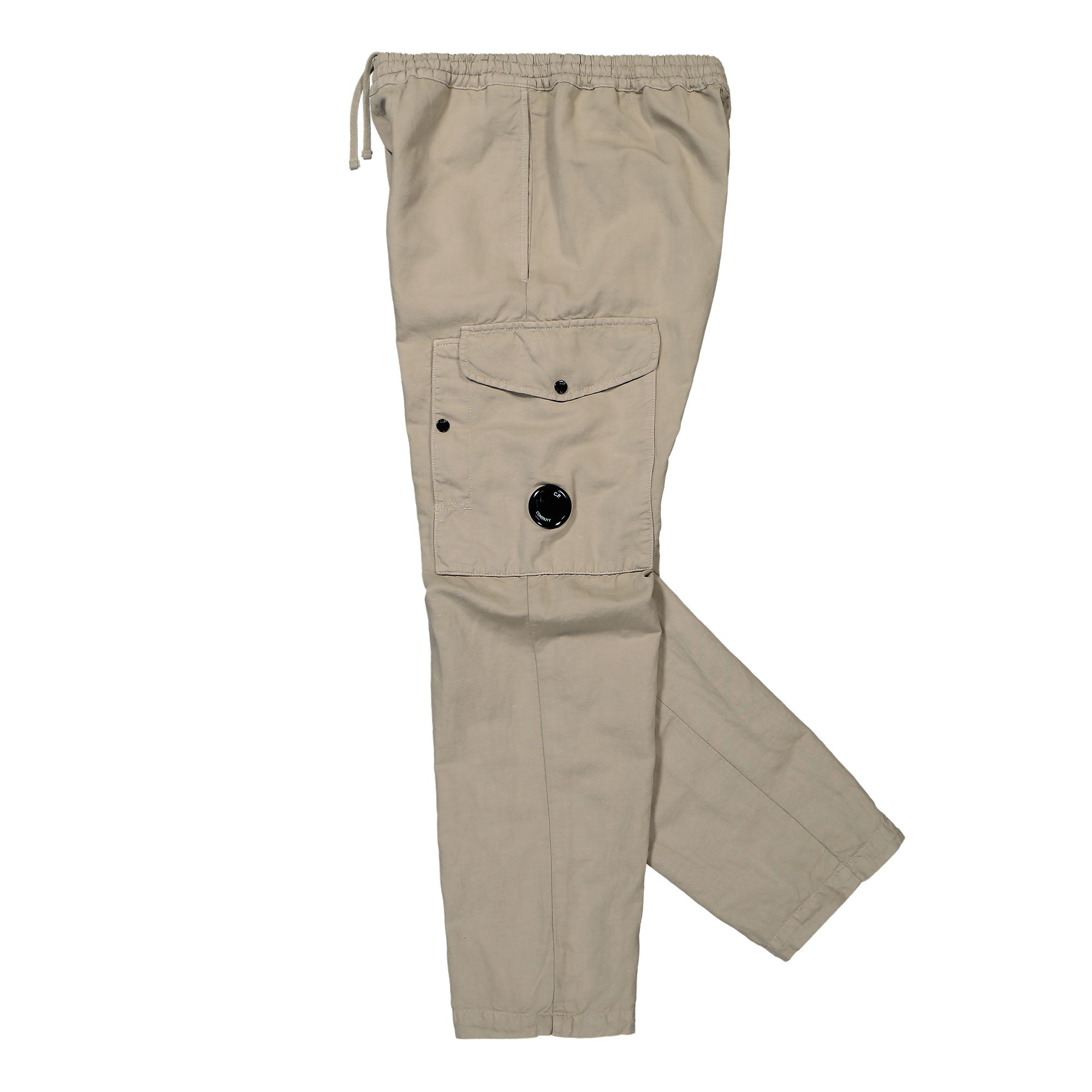 C.P. Company Regular Fit Cotton/Linen Pants Vintage Khaki Casual Pants Close-up | Overkill