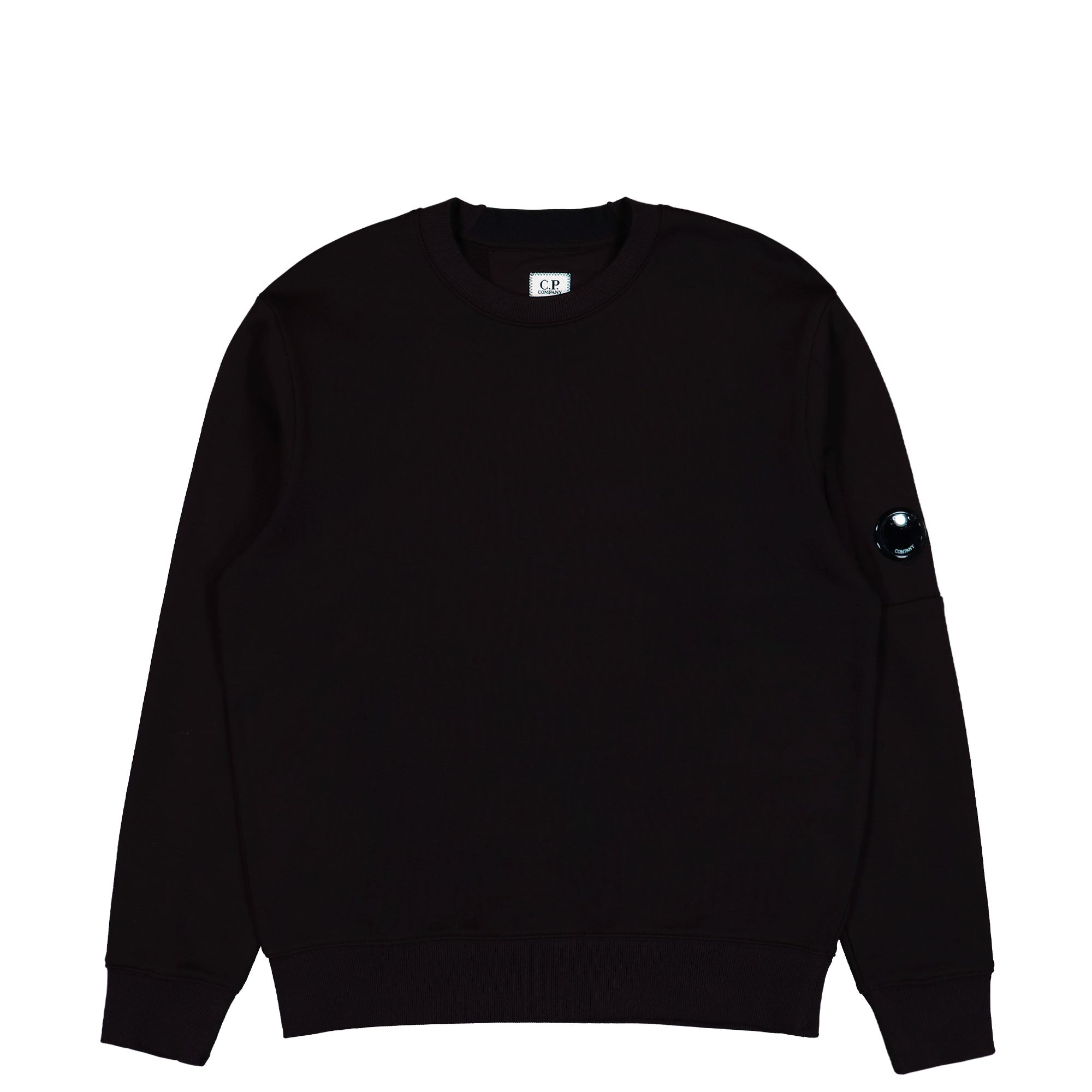 C.P. Company Diagonal Raised Fleece Crew Neck Lens Sweatshirt Black Sweatshirts 18CMSS023A-005086W 999 | Overkill