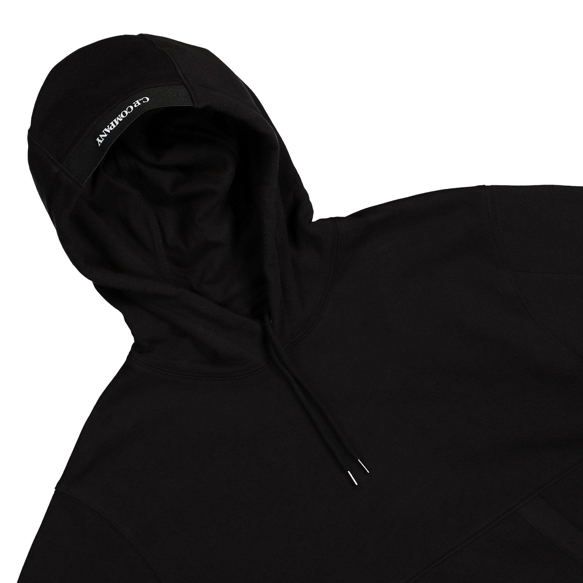 C.P. Company Diagonal Raised Fleece Hooded Sweatshirt Black Hoodies Close-up | Overkill