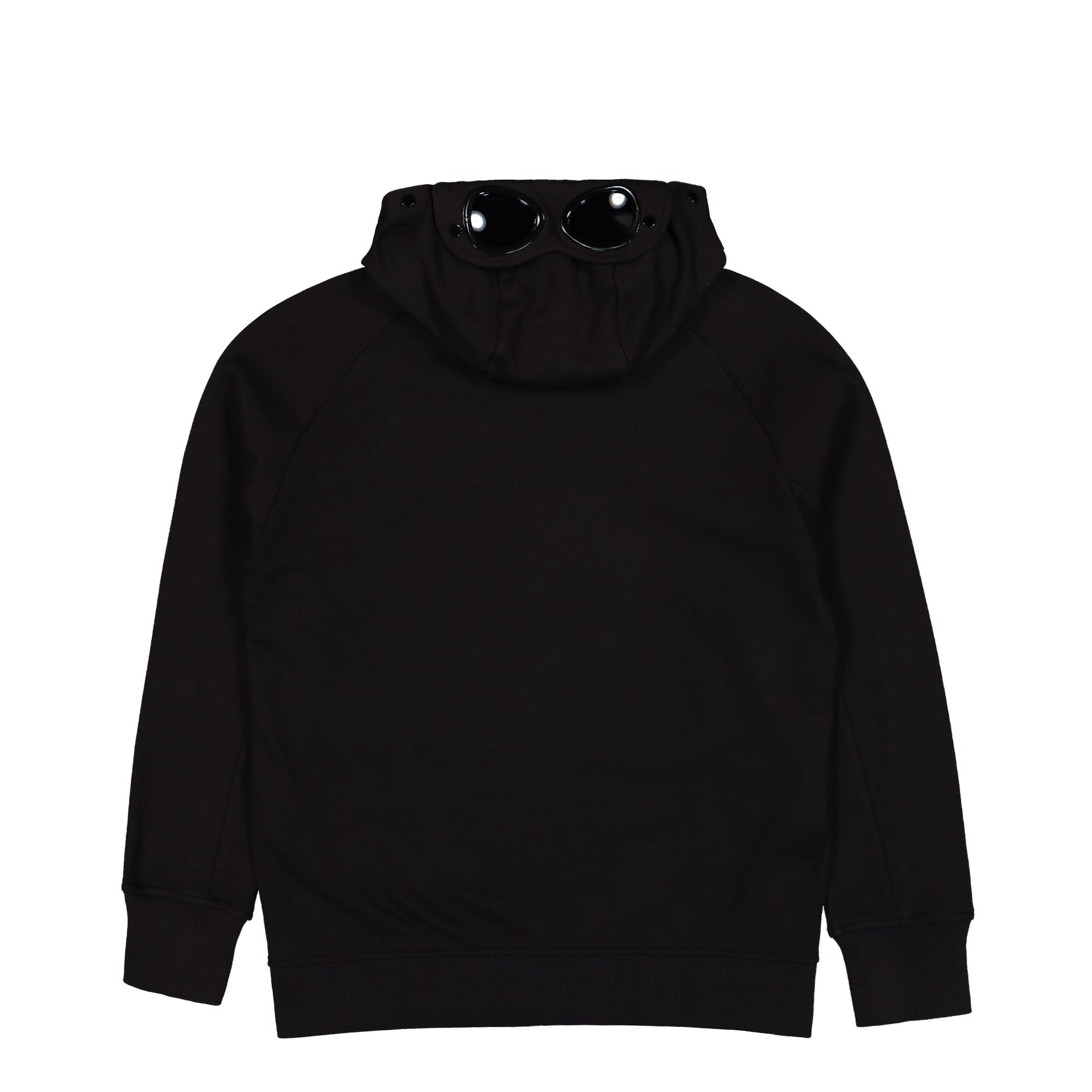 C.P. Company Diagonal Raised Fleece Goggle Zipped Hooded Sweatshirt Black Hoodies Material | Overkill