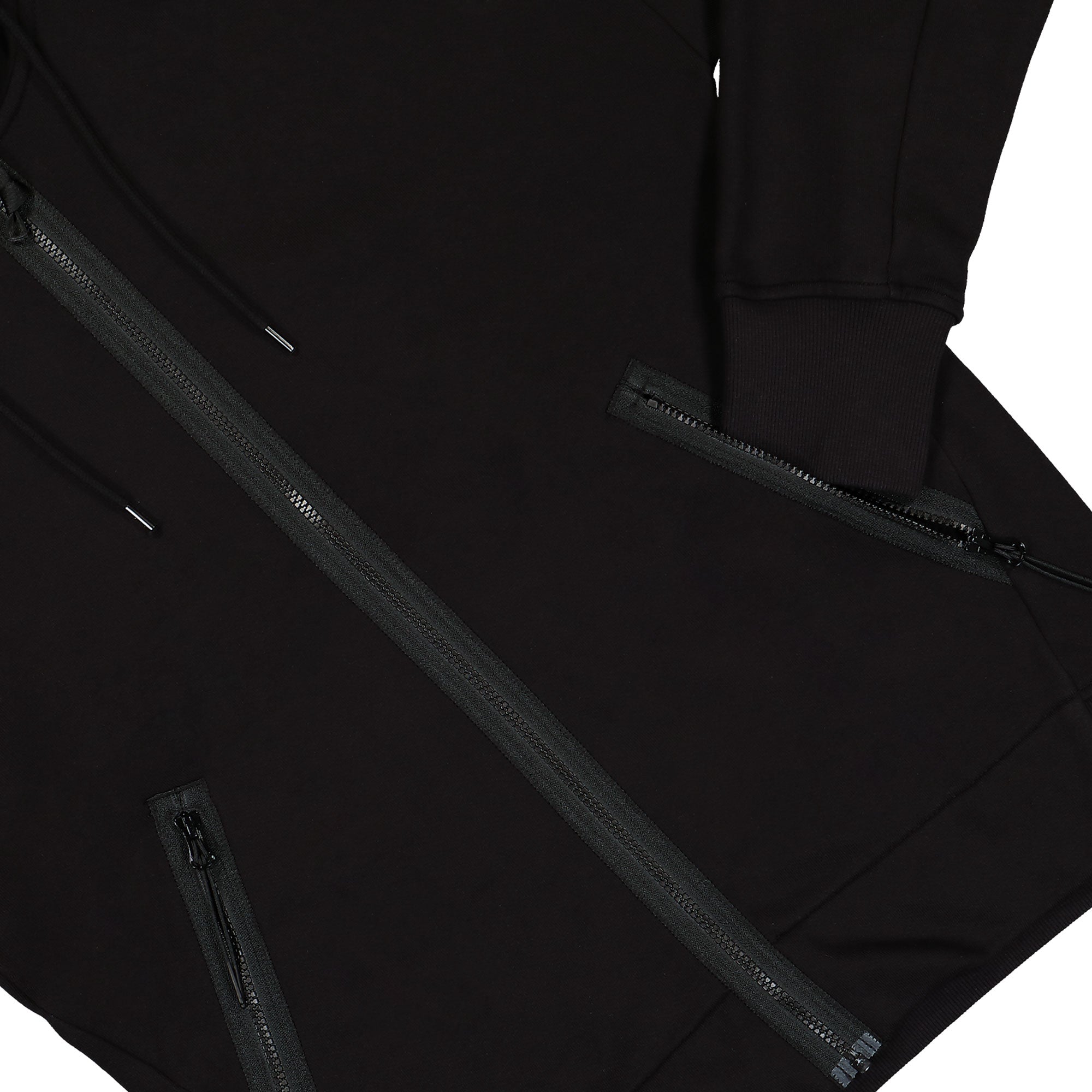 C.P. Company Diagonal Raised Fleece Goggle Zipped Hooded Sweatshirt Black Hoodies Detailfoto | Overkill