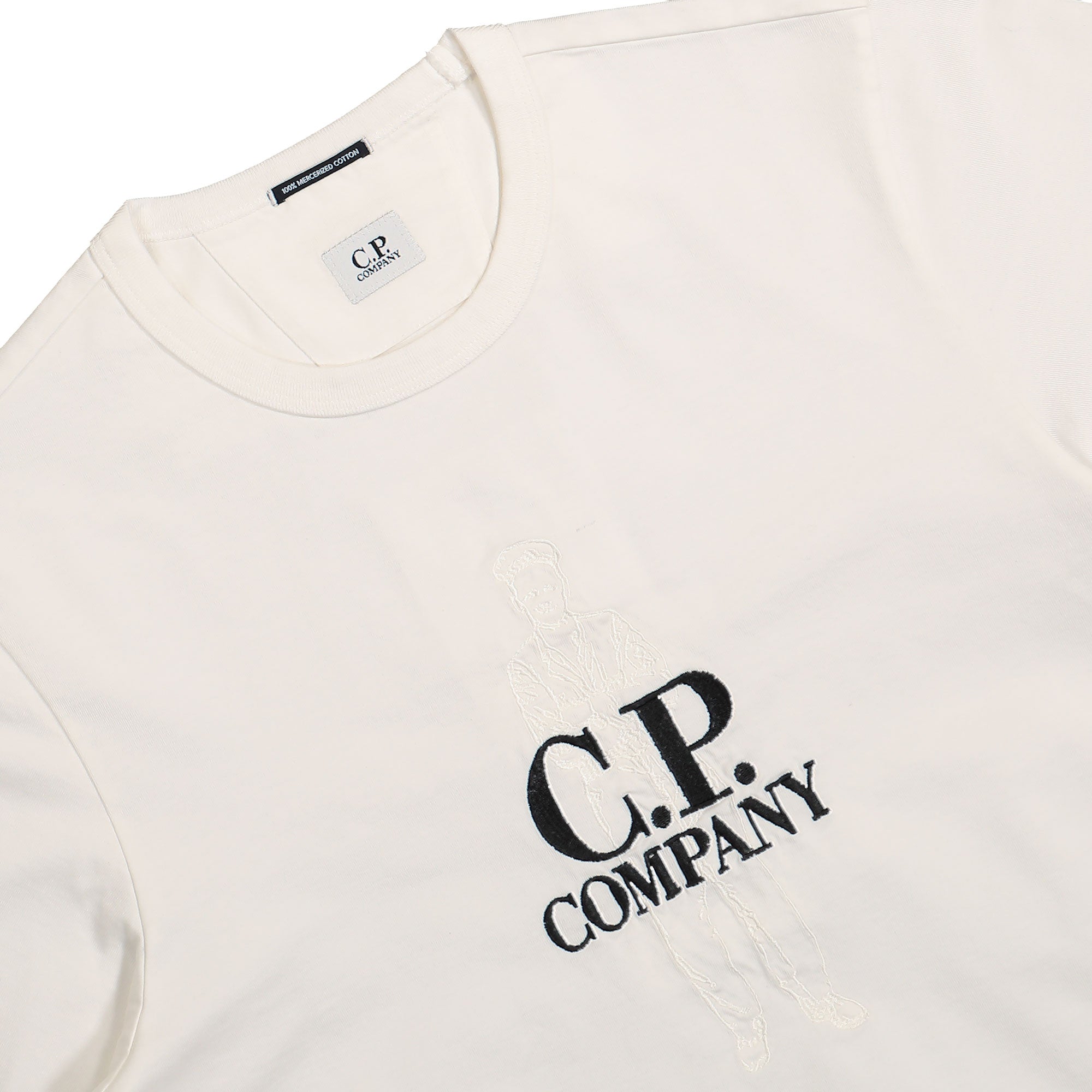 C.P. Company 30/2 Mercerized Jersey Twisted British Sailor T-Shirt Gauze White T-Shirts Close-up | Overkill