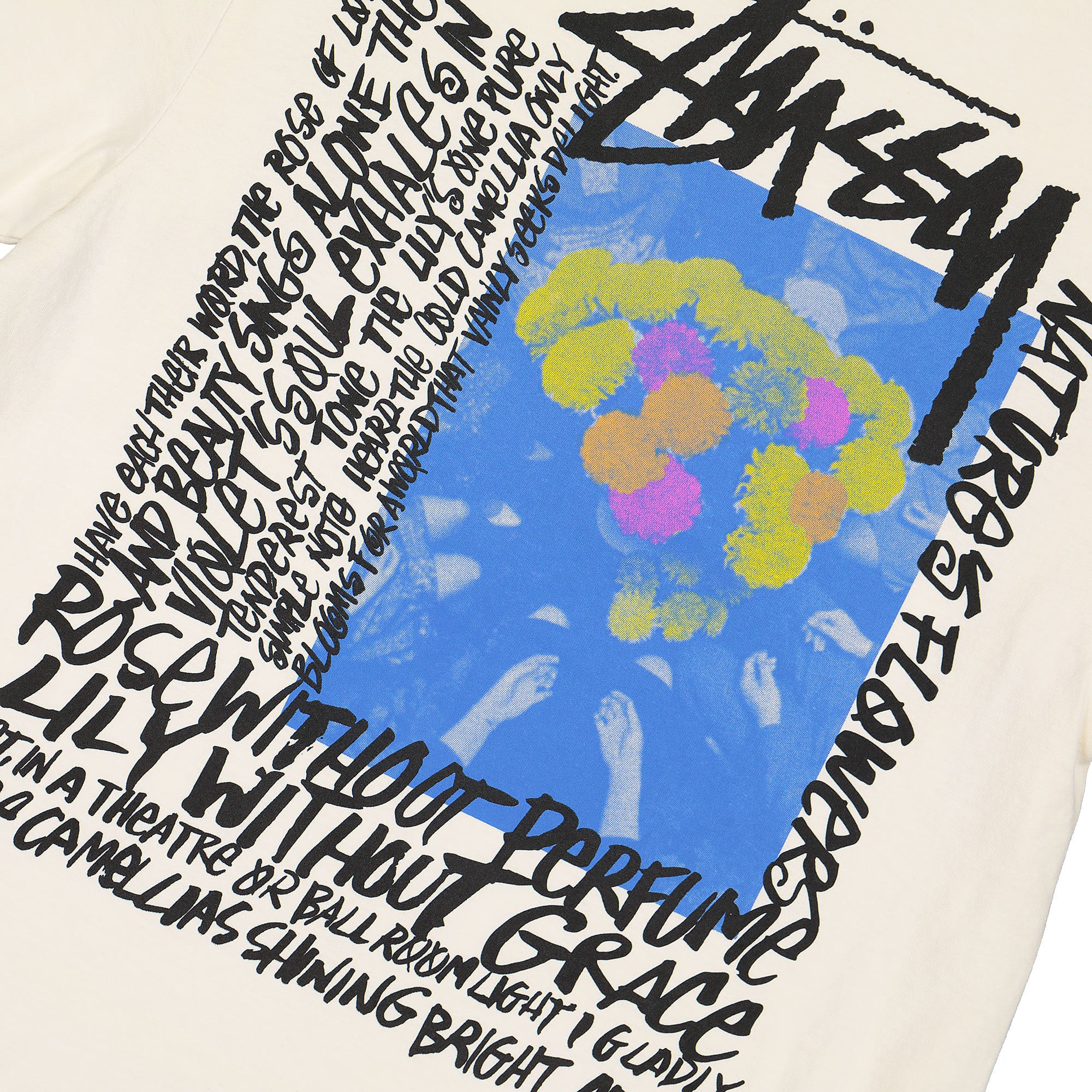 Stussy Camellias Pigment Dyed Tee Natural T-Shirts Detailfoto | Overkill