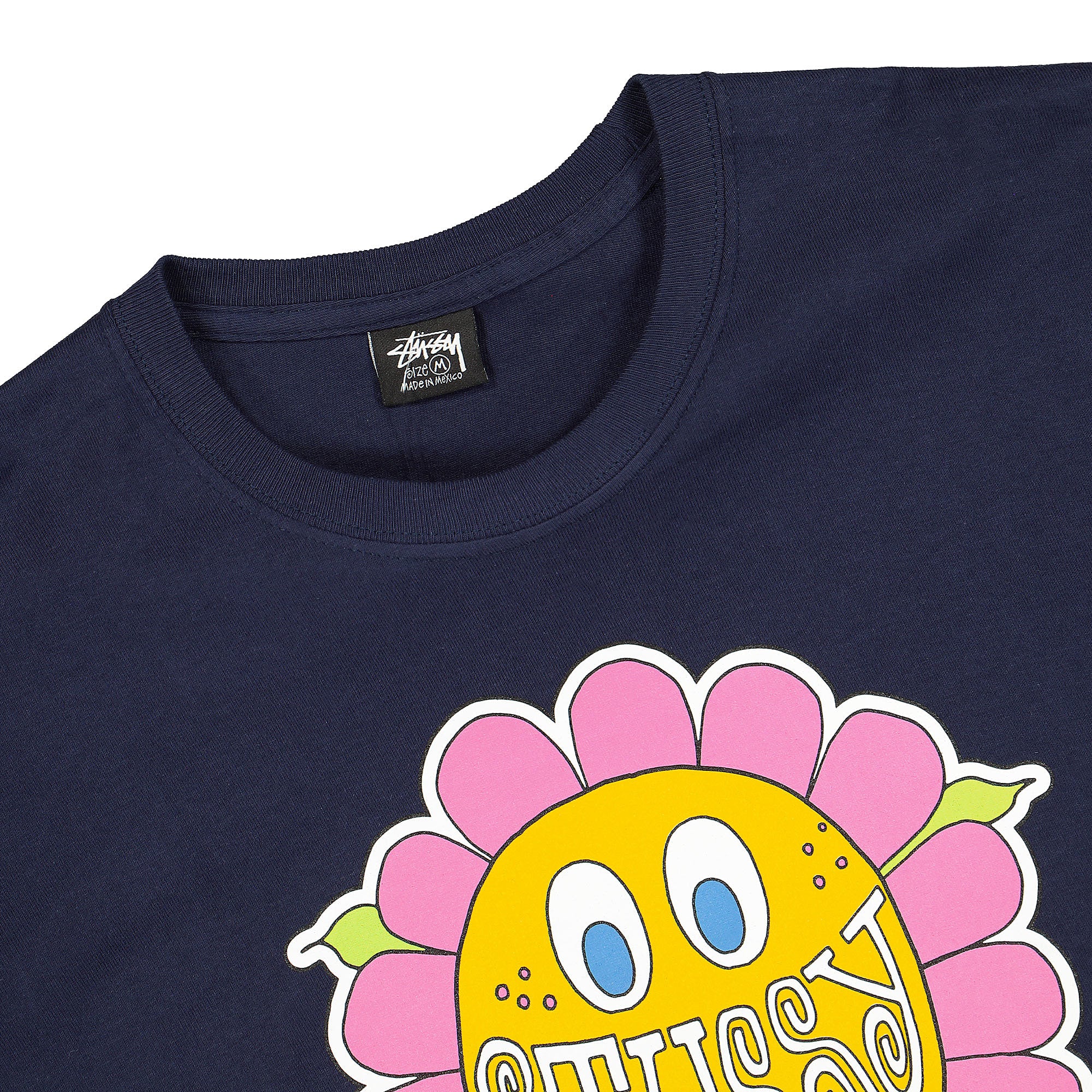 Stussy Happy Flower Tee Navy T-Shirts Close-up | Overkill