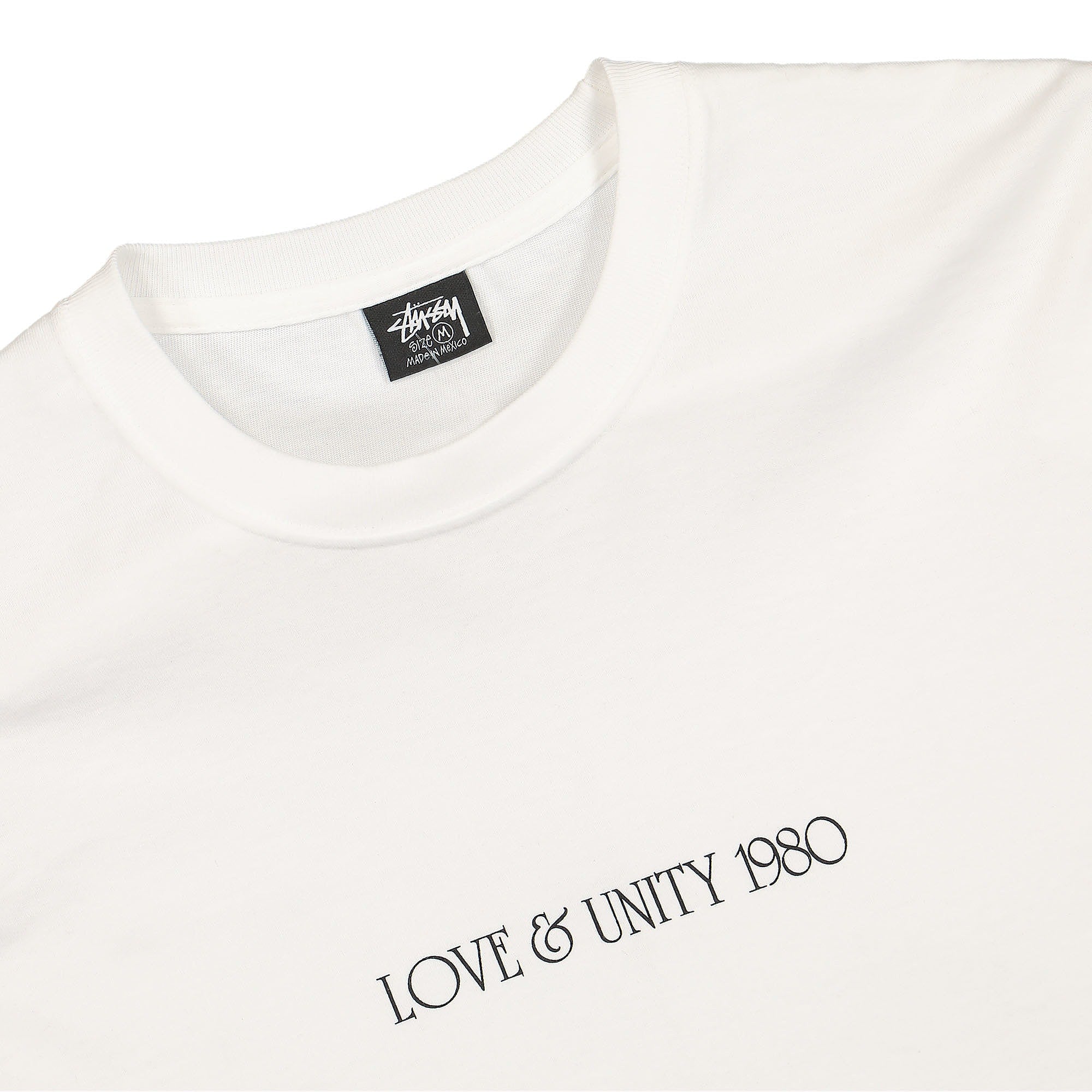 Stussy Love & Unity Tee White T-Shirts Close-up | Overkill