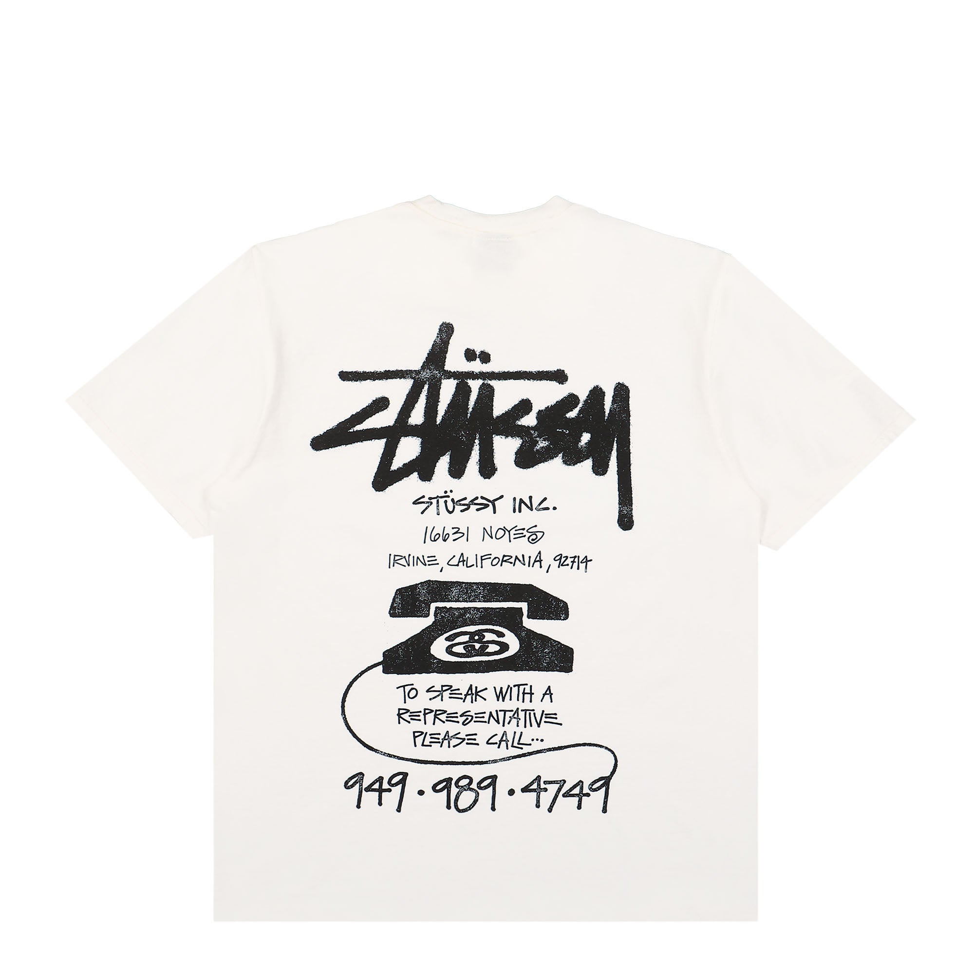 Stussy Old Phone Pigment Dyed Tee Natural T-Shirts Close-up | Overkill