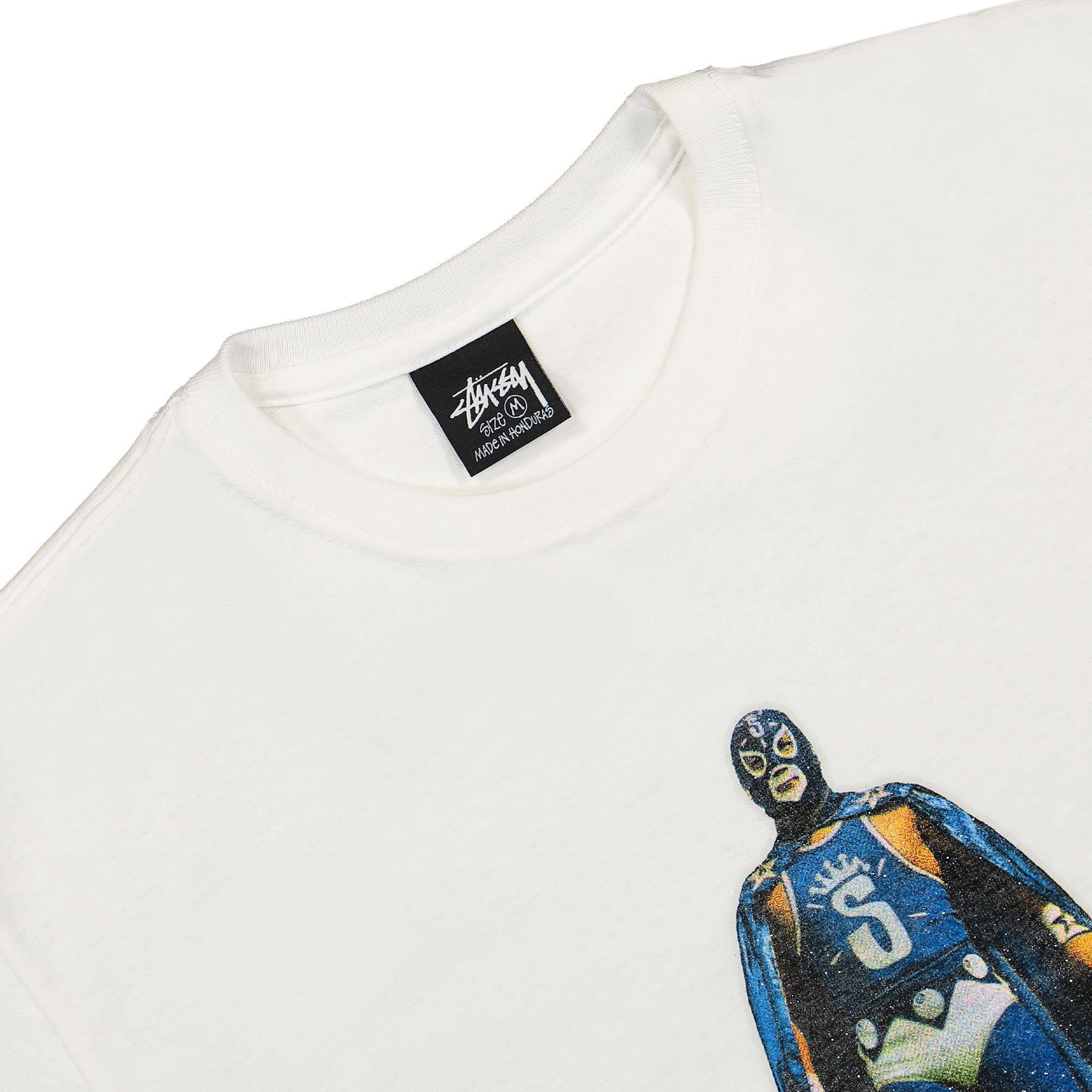 Stussy Lucha Tee White T-Shirts Close-up | Overkill