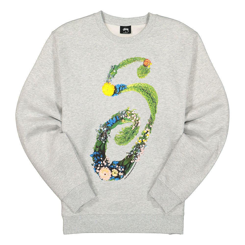 Stussy Floral S Crew Ash Heather Sweatshirts 1914619 / 0062 | Overkill
