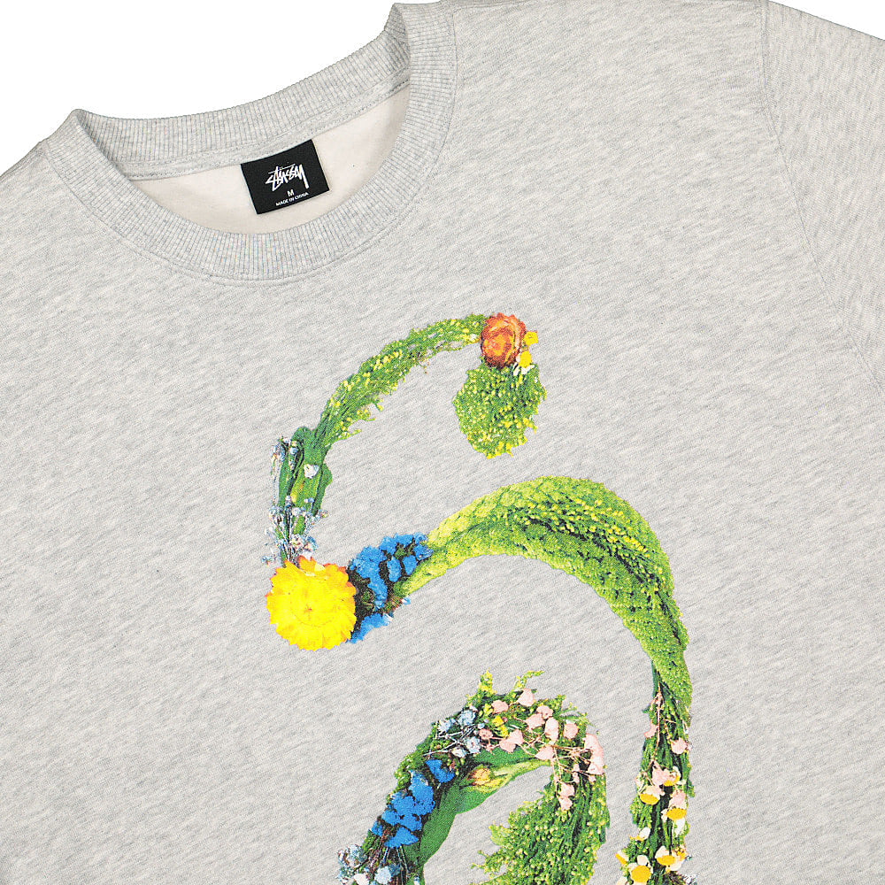 Stussy Floral S Crew Ash Heather Sweatshirts Close-up | Overkill