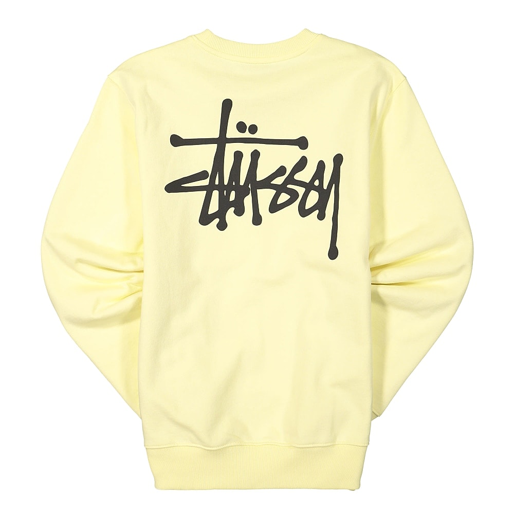 Stussy Basic Crew Pale Yellow Sweatshirts Material | Overkill