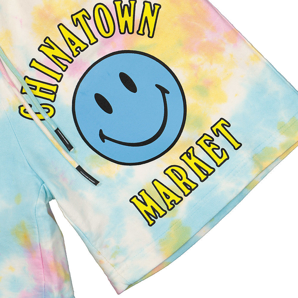 Market Smiley Multi Sweatshort Tie Dye Tie Dye Purple Shorts Close-up | Overkill