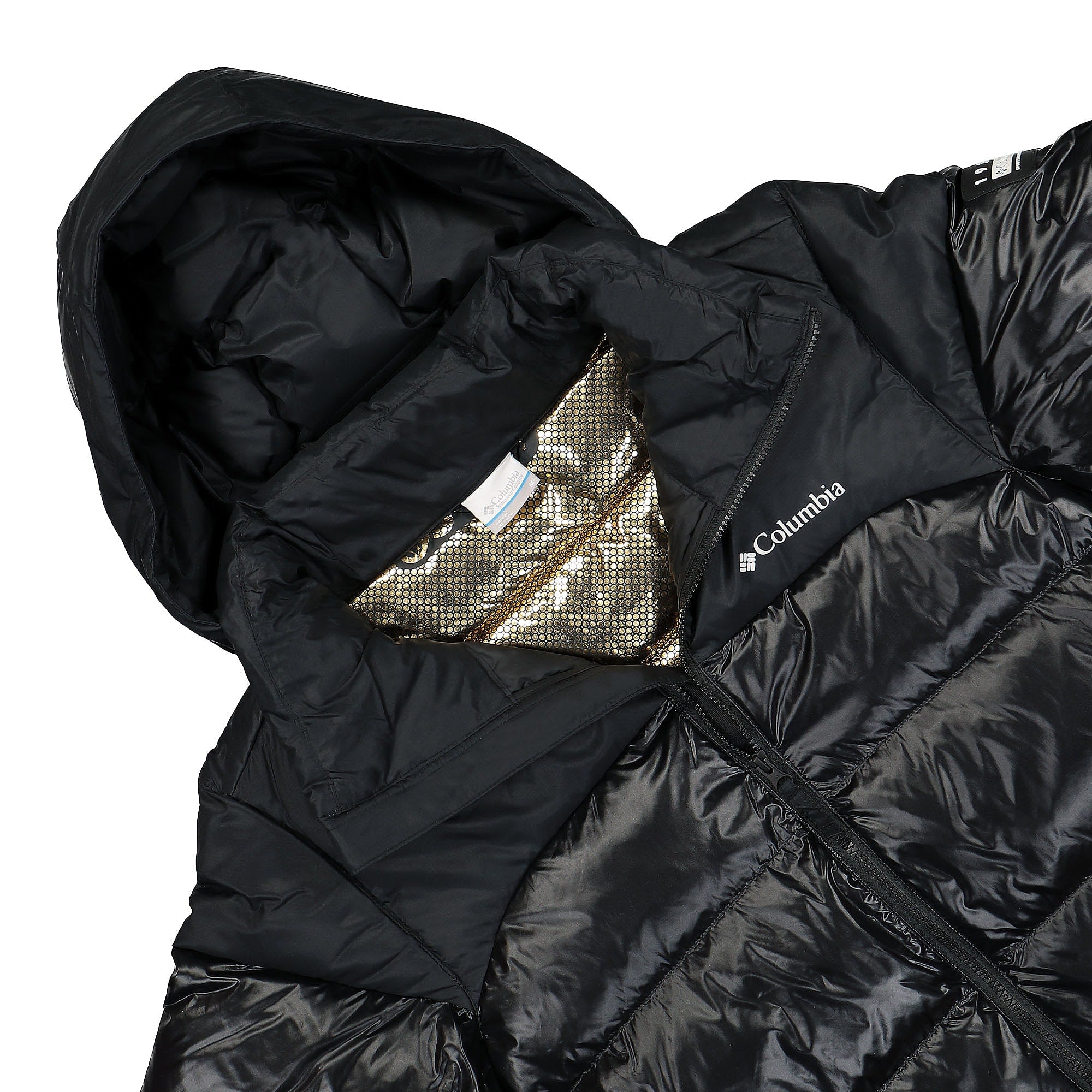 Columbia Bulo Point II Down Jacket Black Shiny Black Puffer Jackets Close-up | Overkill