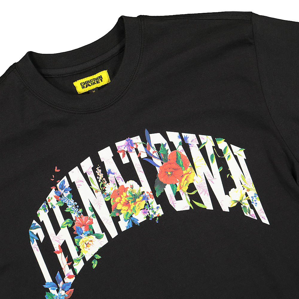 Chinatown Market Chinatown Flower Arc Tee Black T-Shirts Close-up | Overkill