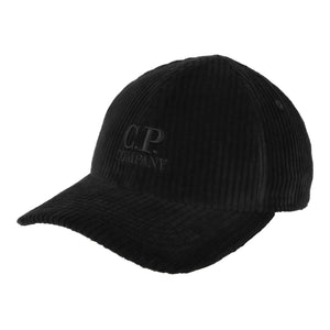 C.P. Company Corduroy 350 Baseball Cap Black Caps 19CMAC226A-110472A 999 | Overkill